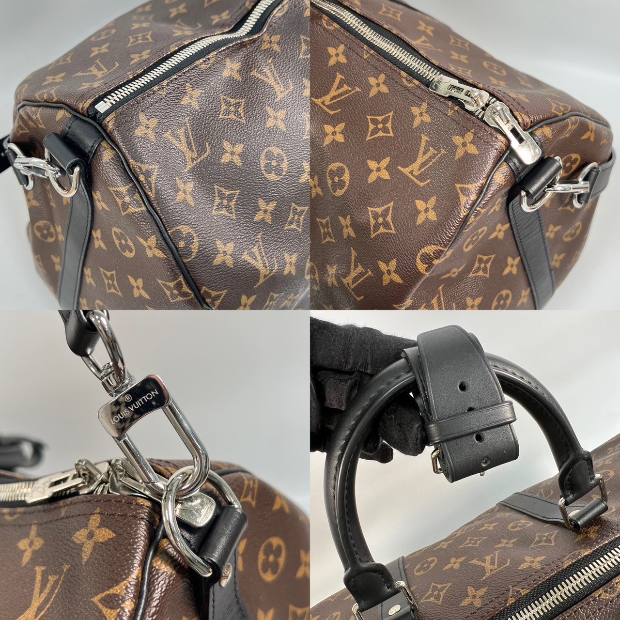 路易威登 LOUIS VUITTON Keepall Bandoulière 55 Macassar帆布 波士頓包  旅行袋 M56714 晶片款  防塵袋/背帶/鎖組