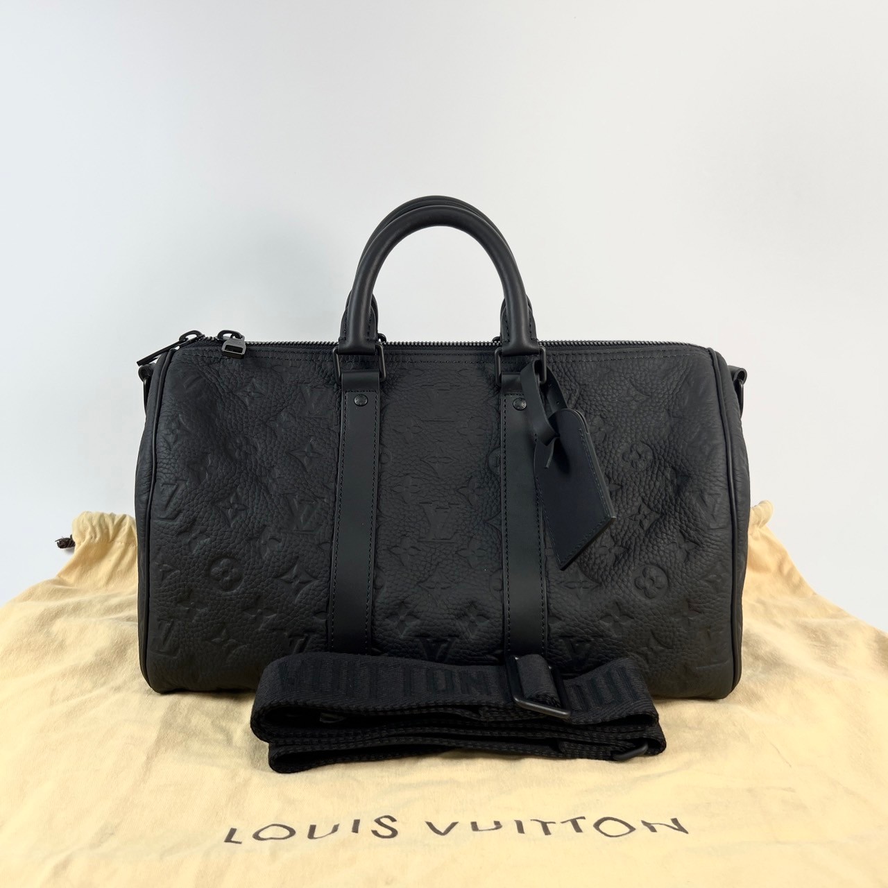 路易威登 LOUIS VUITTON Keepall Bandoulière 35 經典壓紋牛皮 手提 肩背 波士頓包 M22765 晶片款  防塵袋/背帶