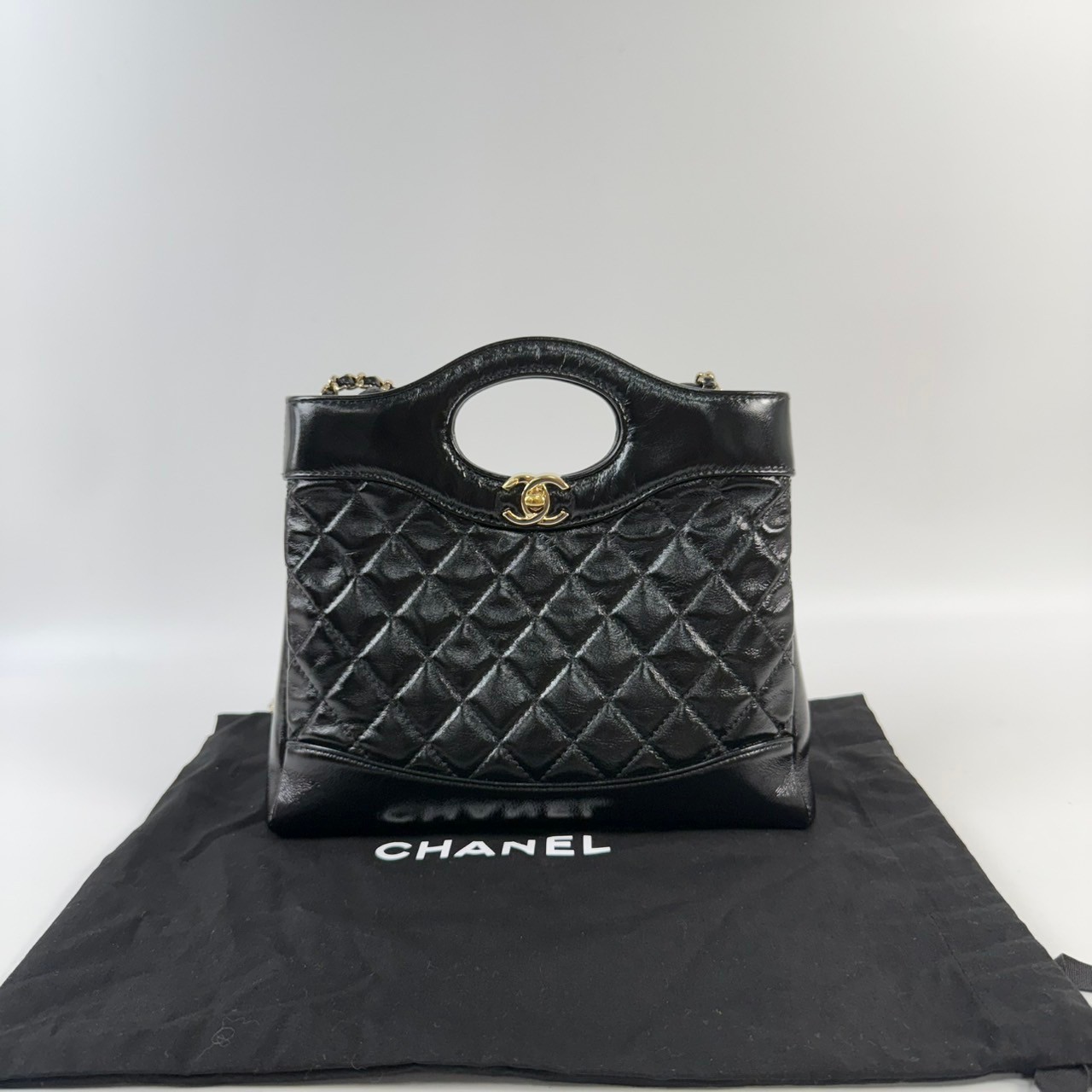 香奈兒 CHANEL CC Logo 31包 菱格紋 鍊帶 肩背 手提包  晶片款 黑迷你31包 防塵袋