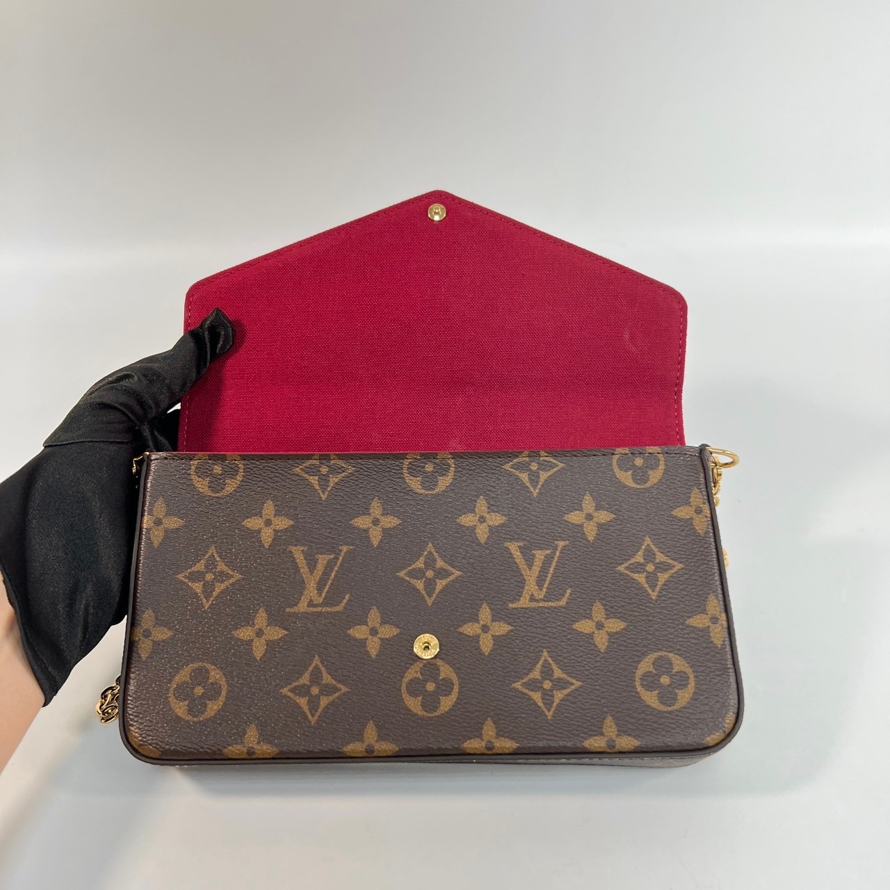 路易威登 LOUIS VUITTON Pochette Félicie 三合一鏈條包 紫紅色 M61276 晶片款  原廠盒子/防塵袋/背帶