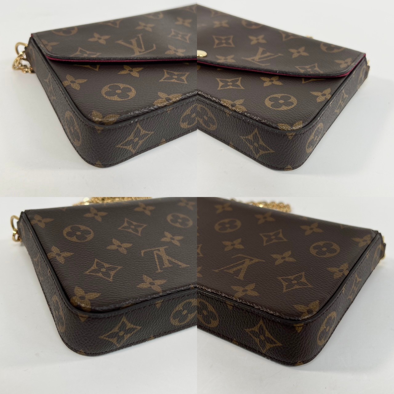 路易威登 LOUIS VUITTON Pochette Félicie 三合一鏈條包 紫紅色 M61276 晶片款  原廠盒子/防塵袋/背帶