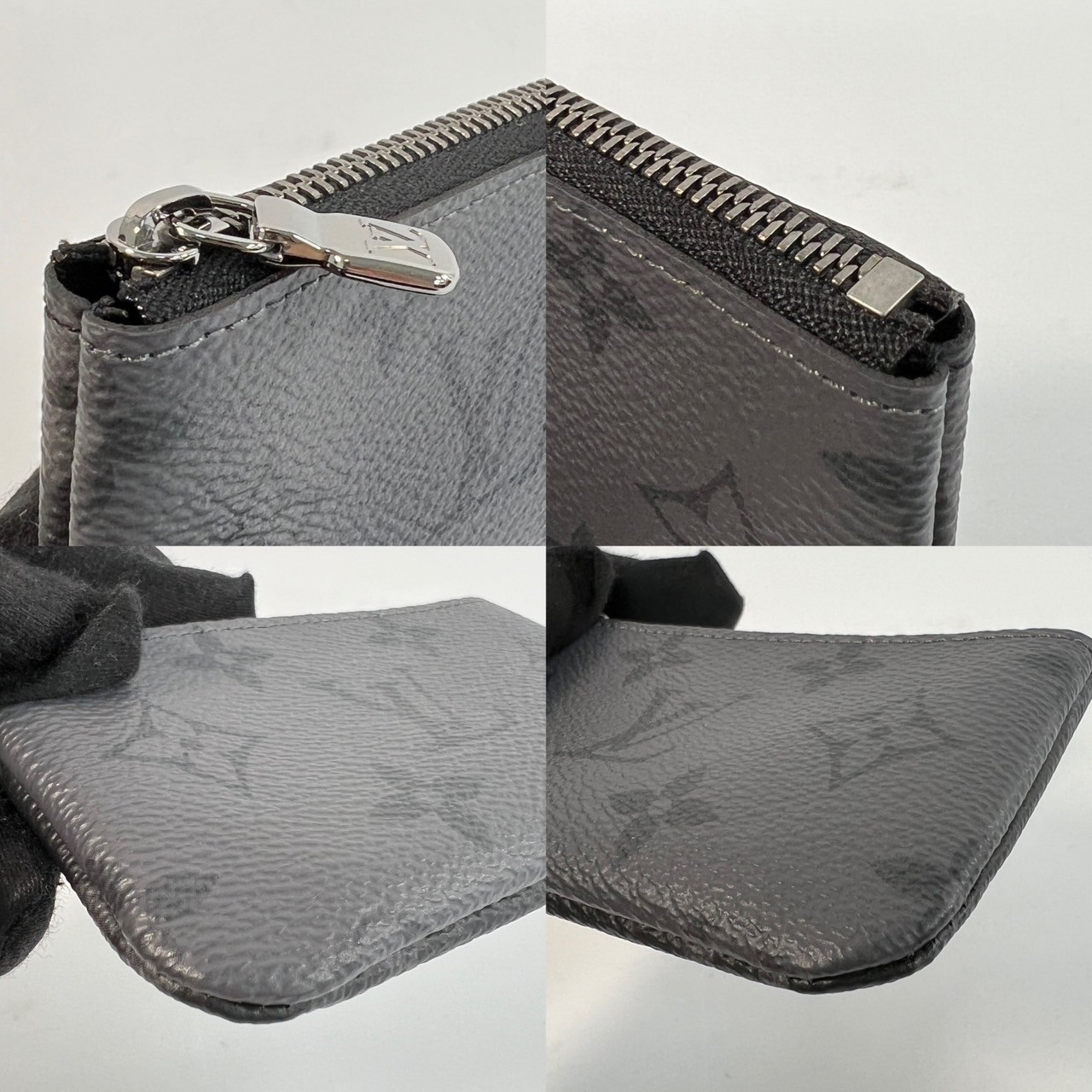 路易威登 LOUIS VUITTON 鑰匙零錢包 Eclipse 帆布 M80905 晶片款 黑灰原花零錢鑰匙包 原廠盒子/防塵袋