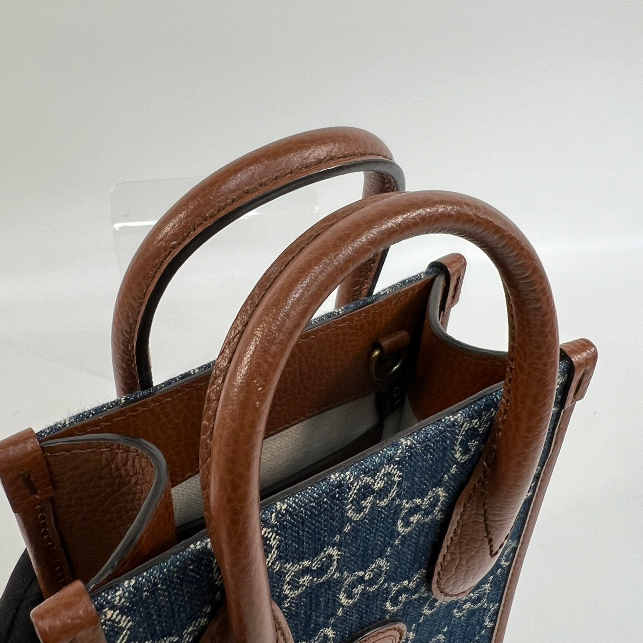 古馳 GUCCI Interlocking G 迷你 手提袋 671623 藍牛仔INTERLOCKING TOTE 防塵袋/背帶