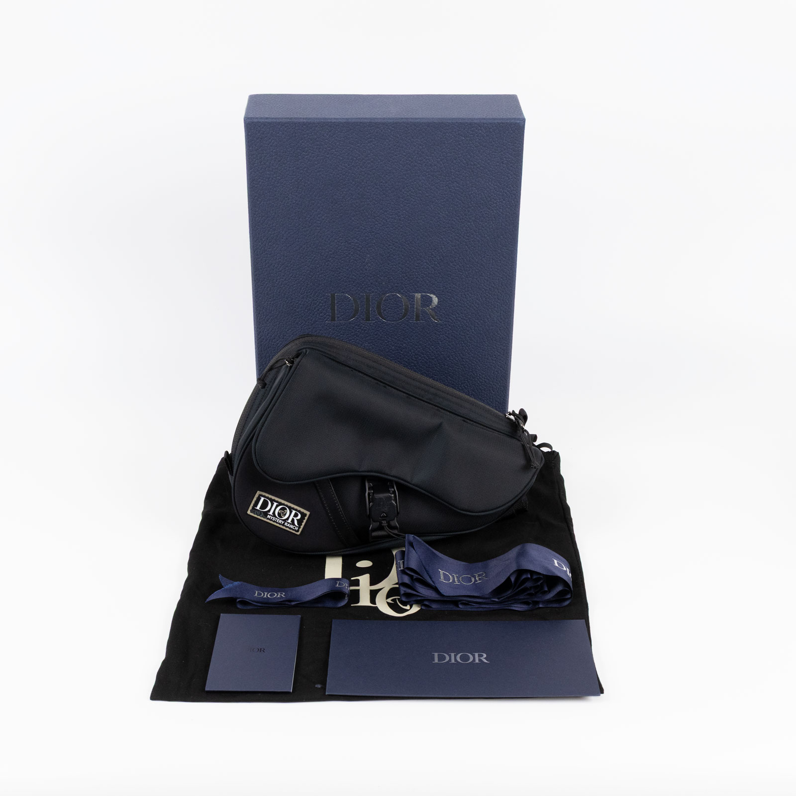 迪奧 CHRISTIAN DIOR Saddle 馬鞍包 手提 肩背包 1ADPO111MRN 黑尼龍馬鞍包 原廠盒子/防塵袋/購買證明影本