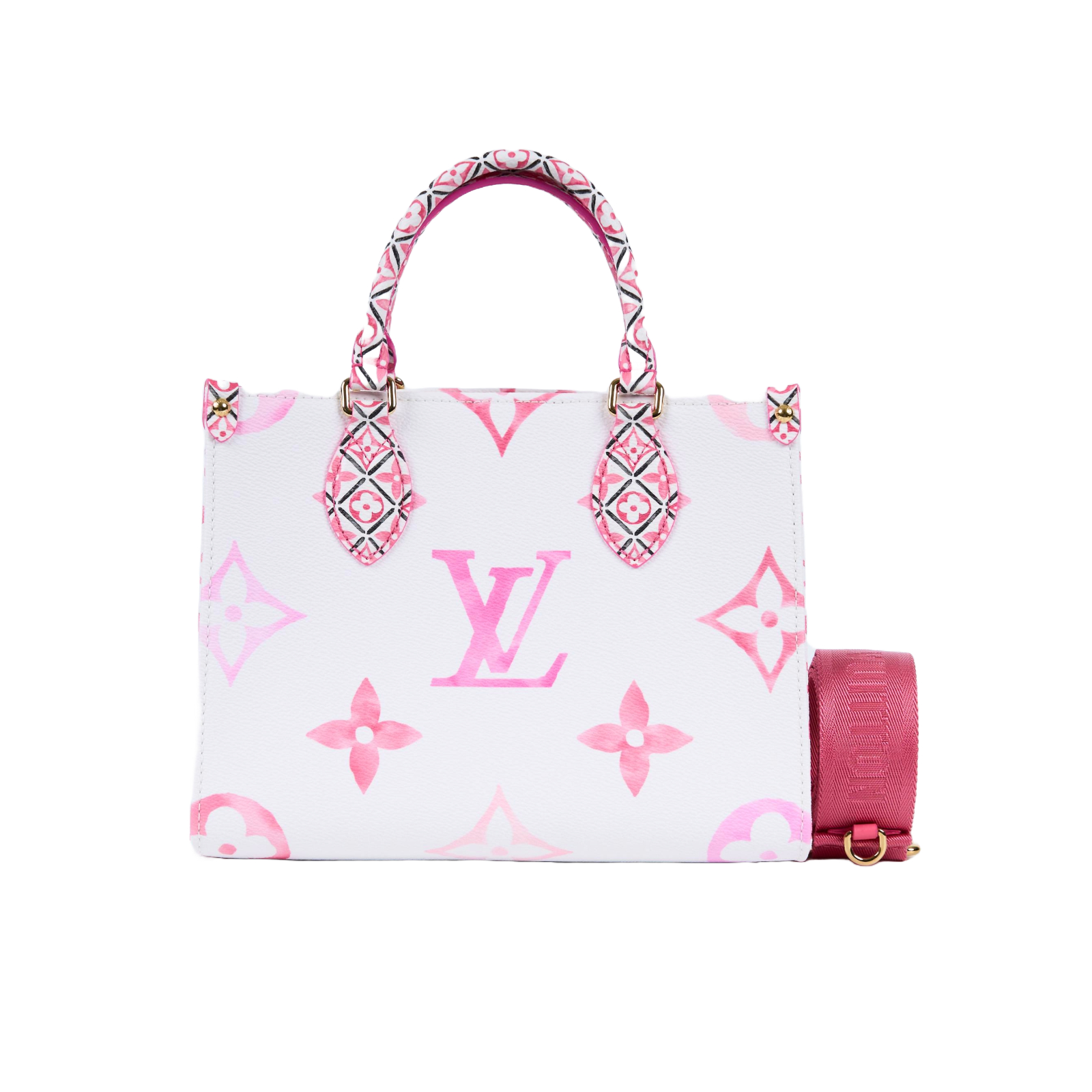 路易威登 LOUIS VUITTON OnTheGo PM 花卉 肩背 手提包 M22976 晶片款 粉白原花ONTHEGO PM 無附屬品