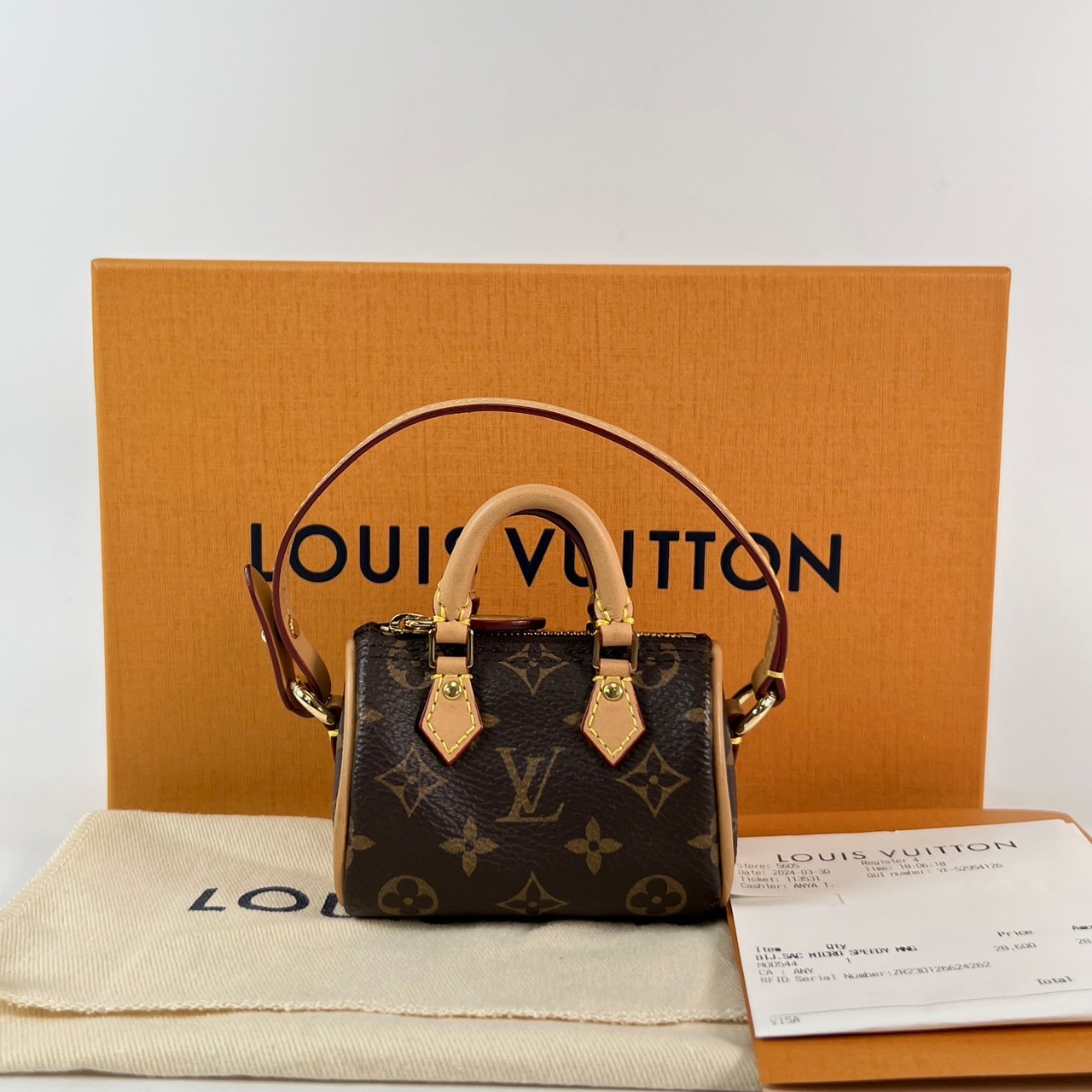 路易威登 LOUIS VUITTON Speedy Monogram 手袋吊飾 M00544 晶片款 　原花SPEEDY吊飾 原廠盒子/防塵袋/台灣購買證明