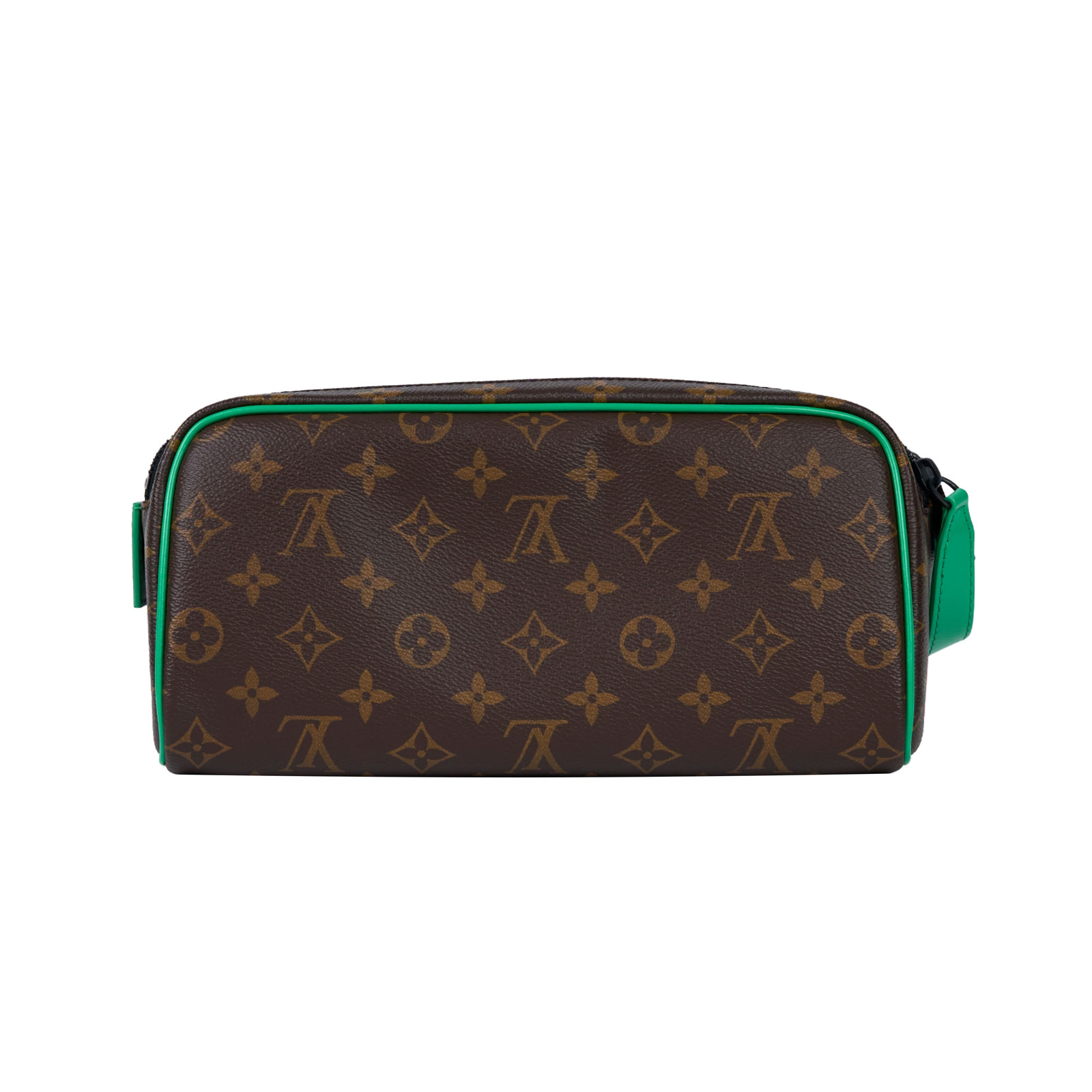 路易威登 LOUIS VUITTON Dopp Kit 盥洗包 經典帆布 M46253 晶片款 原花綠邊雙拉鍊梳洗包 防塵袋