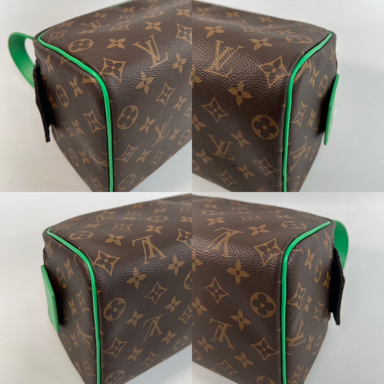 路易威登 LOUIS VUITTON Dopp Kit 盥洗包 經典帆布 M46253 晶片款 原花綠邊雙拉鍊梳洗包 防塵袋