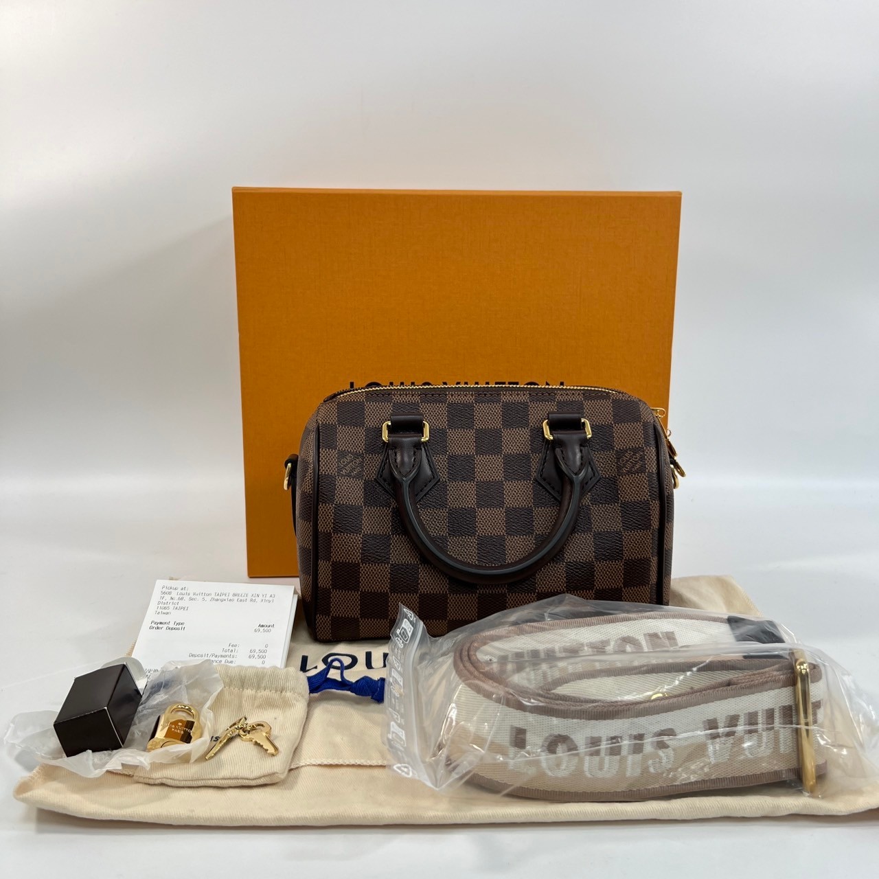 路易威登 LOUIS VUITTON Speedy Bandoulière 20 棕棋盤 手提 斜背 波士頓包 N40489 晶片款  原廠盒子/防塵袋/背帶/鎖組/購買證明 大全配