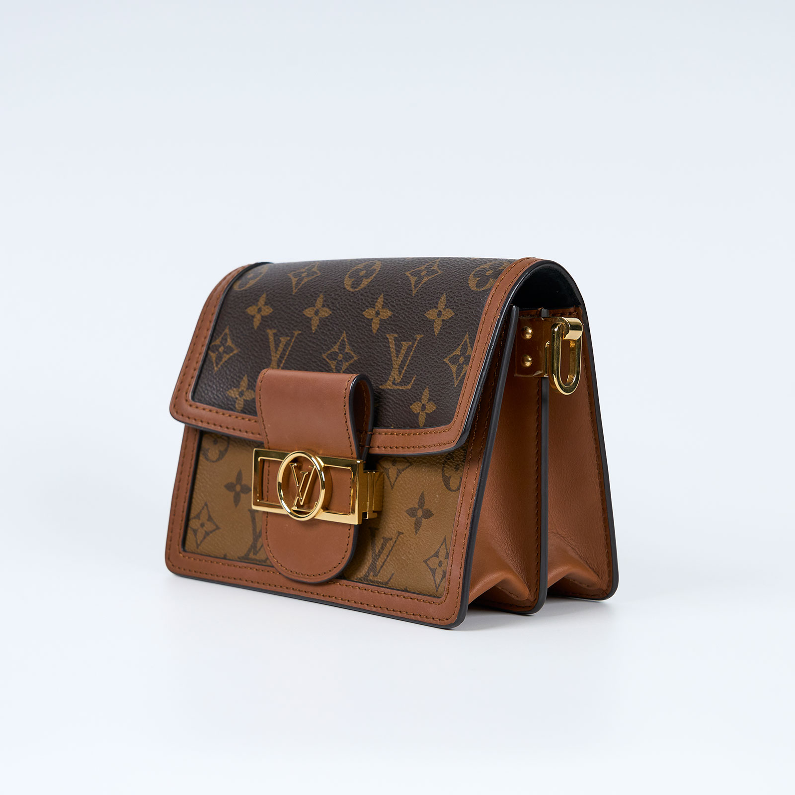 路易威登 LOUIS VUITTON Mini Dauphine 達芙妮 Reverse皮革飾邊 帆布肩背 斜背包 M45959 　達芙妮小號 防塵袋