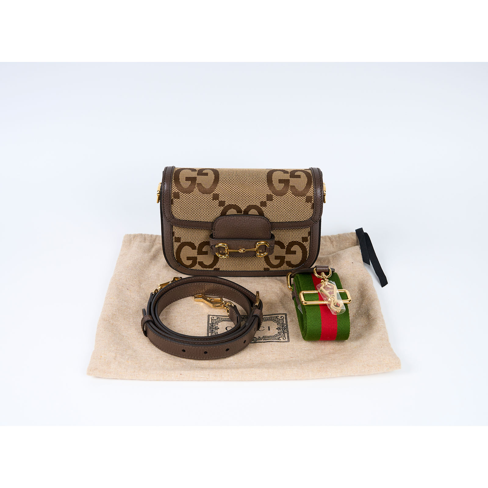 古馳 GUCCI Horsebit 1955 迷你 馬鞍包 658574 　焦糖1955 MINI 防塵袋/背帶