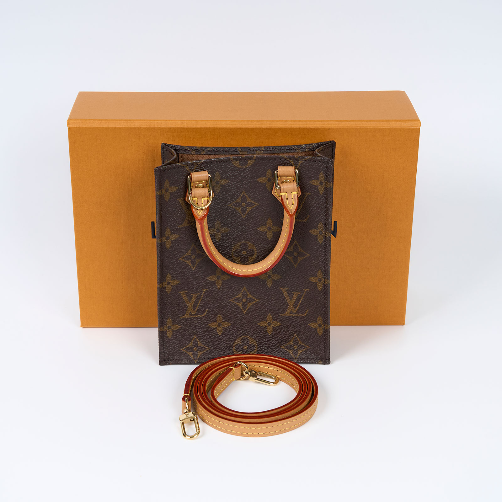 路易威登 LOUIS VUITTON Petit Sac Plat 經典帆布 斜背包 M69442 晶片款  原廠盒子/背帶