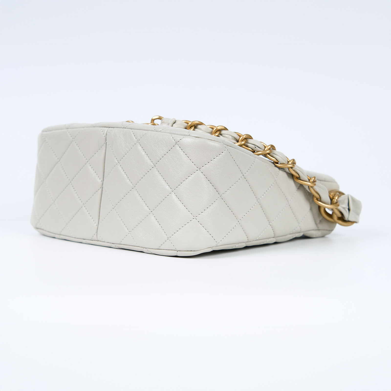 香奈兒 CHANEL 流浪包  晶片款 灰菱格TOTE 防塵袋