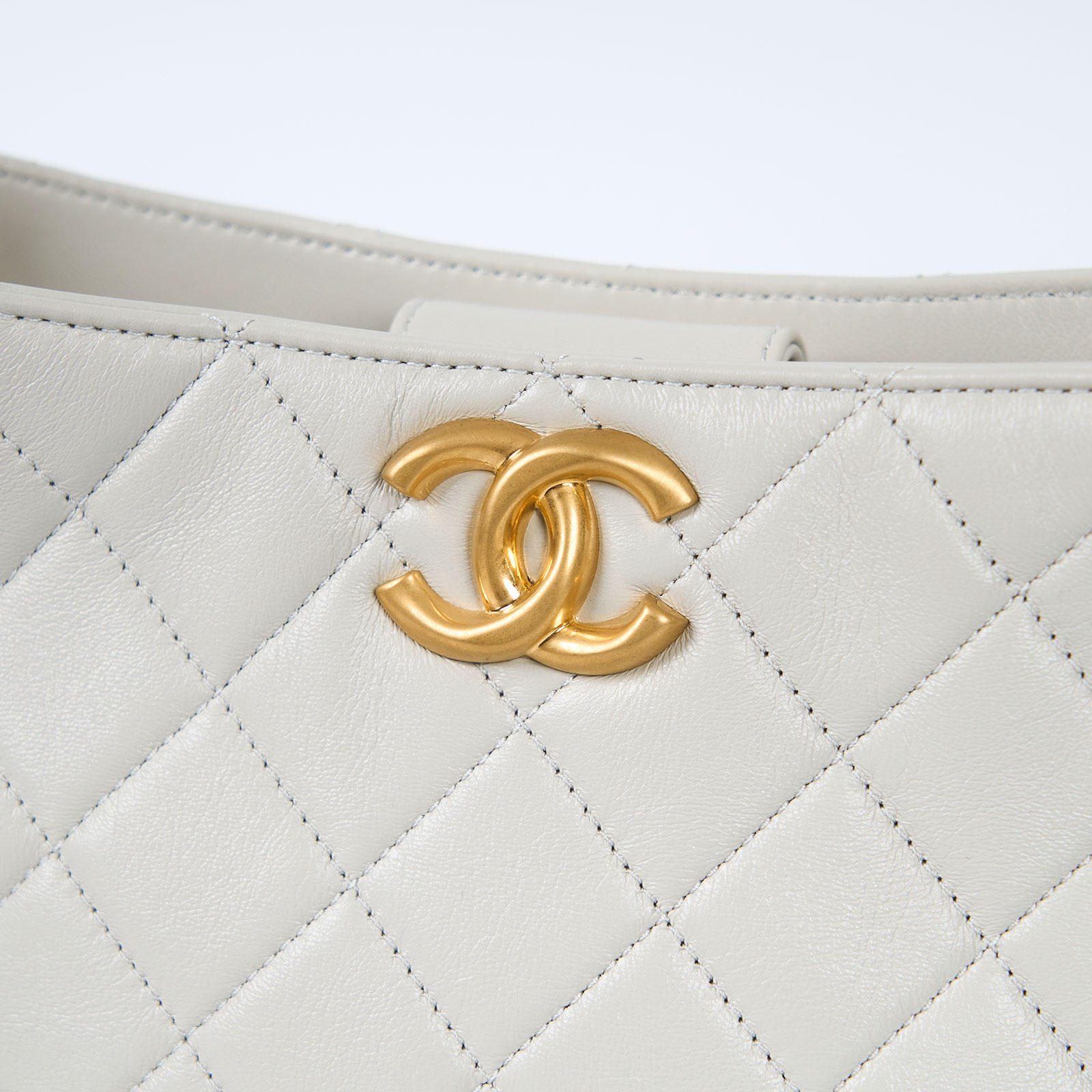 香奈兒 CHANEL 流浪包  晶片款 灰菱格TOTE 防塵袋