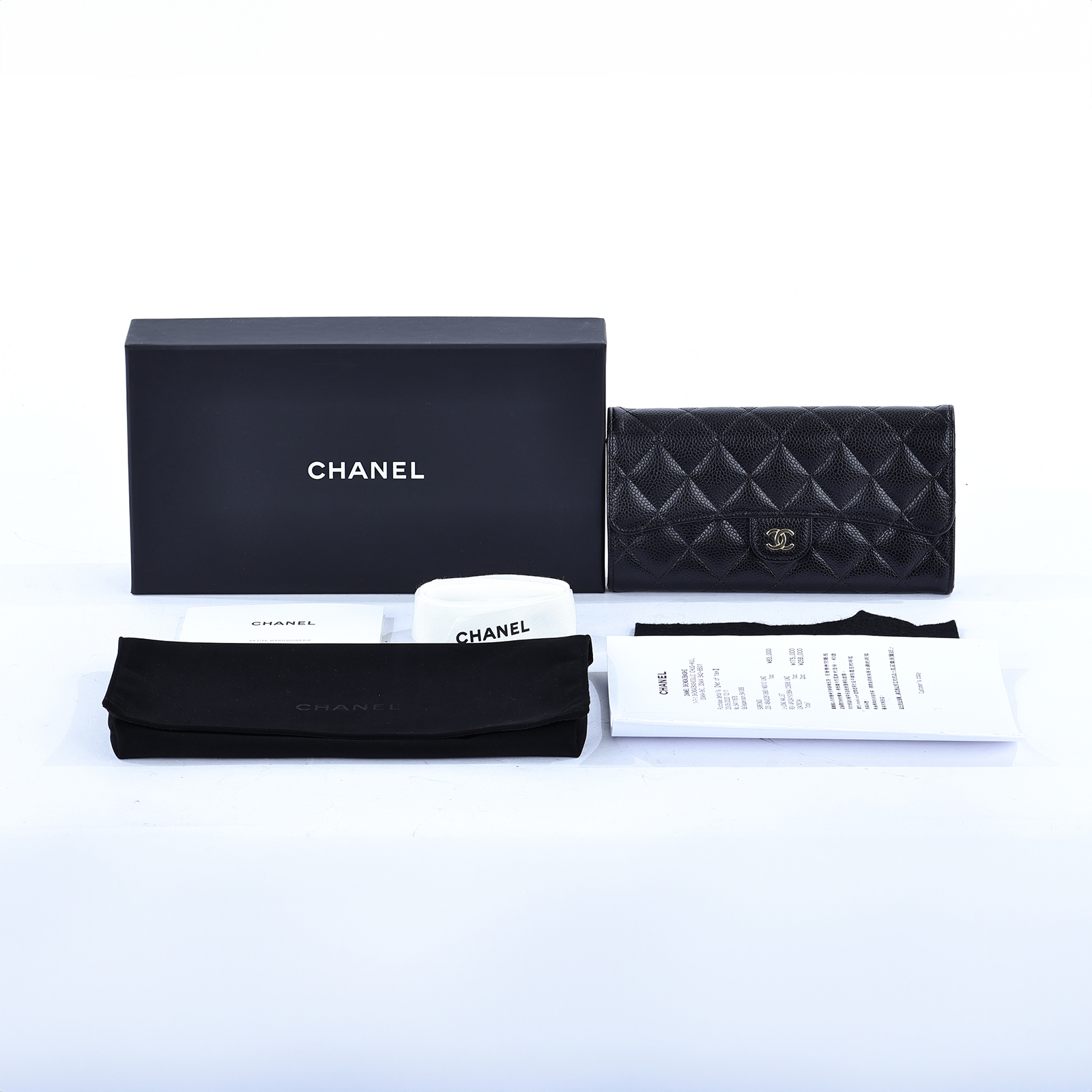香奈兒 CHANEL 荔枝皮 扣式 翻蓋 二折長夾 AP0241 黑金荔枝COCO長夾 原廠盒子/防塵袋/購買證明影本