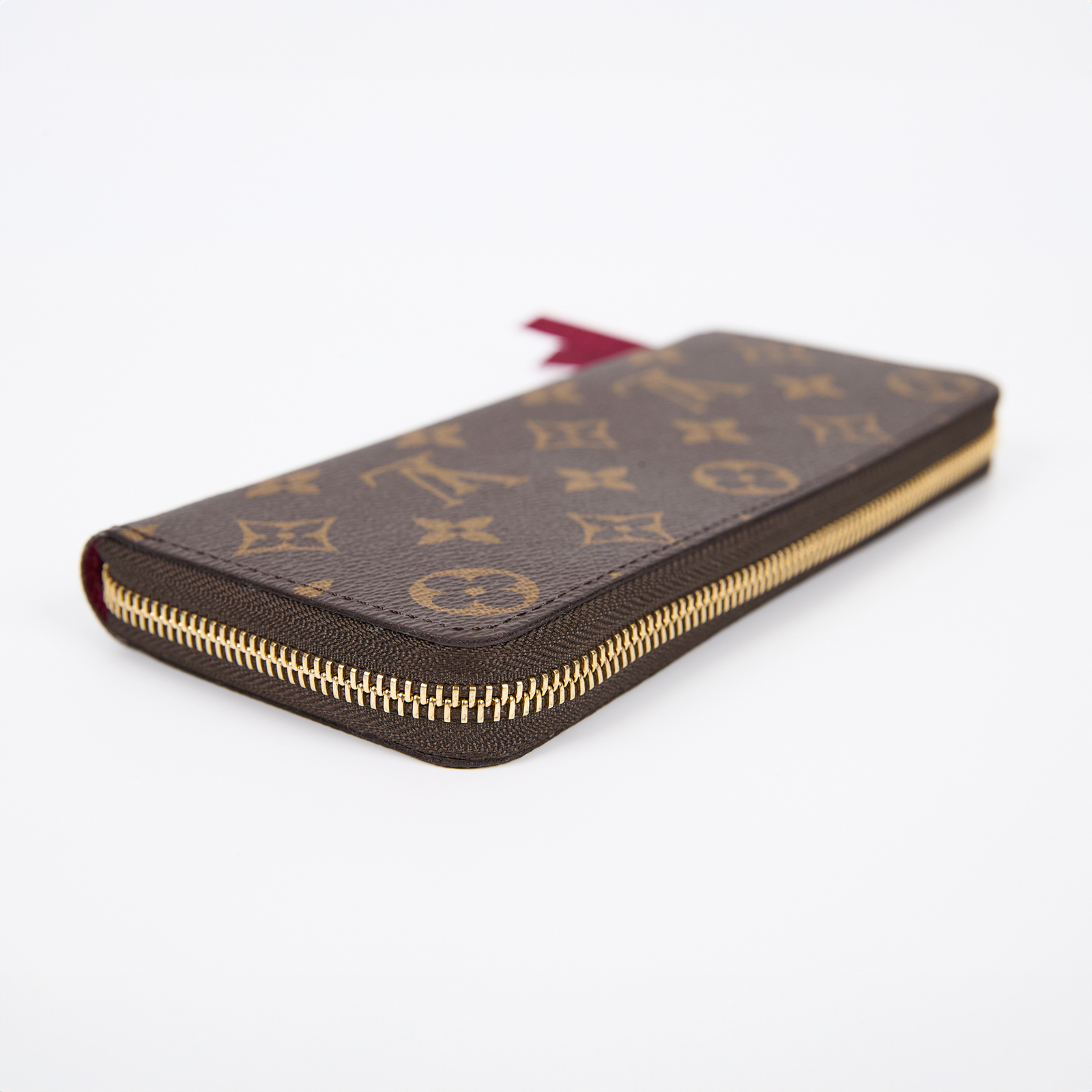 路易威登 LOUIS VUITTON Clémence 錢包 拉鍊 長夾 經典帆布 紫紅色 M60742 晶片款 原花CLEMENCE拉鍊長夾 防塵袋