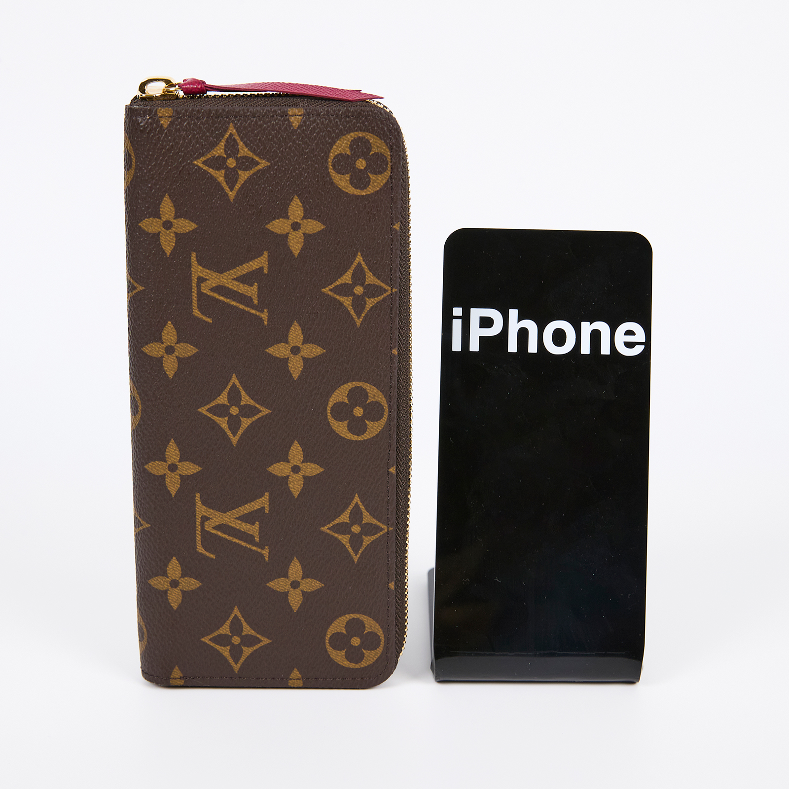 路易威登 LOUIS VUITTON Clémence 錢包 拉鍊 長夾 經典帆布 紫紅色 M60742 晶片款 原花CLEMENCE拉鍊長夾 防塵袋