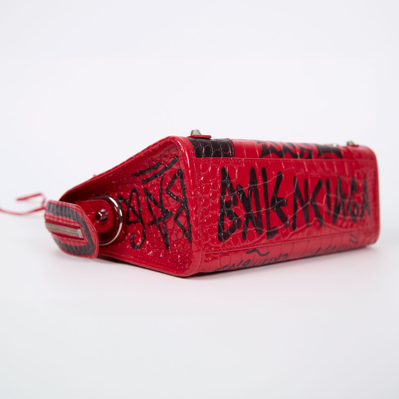 巴黎世家 BALENCIAGA Mini City 機車包 300295 紅鱷魚紋塗鴉MINI CITY 防塵袋