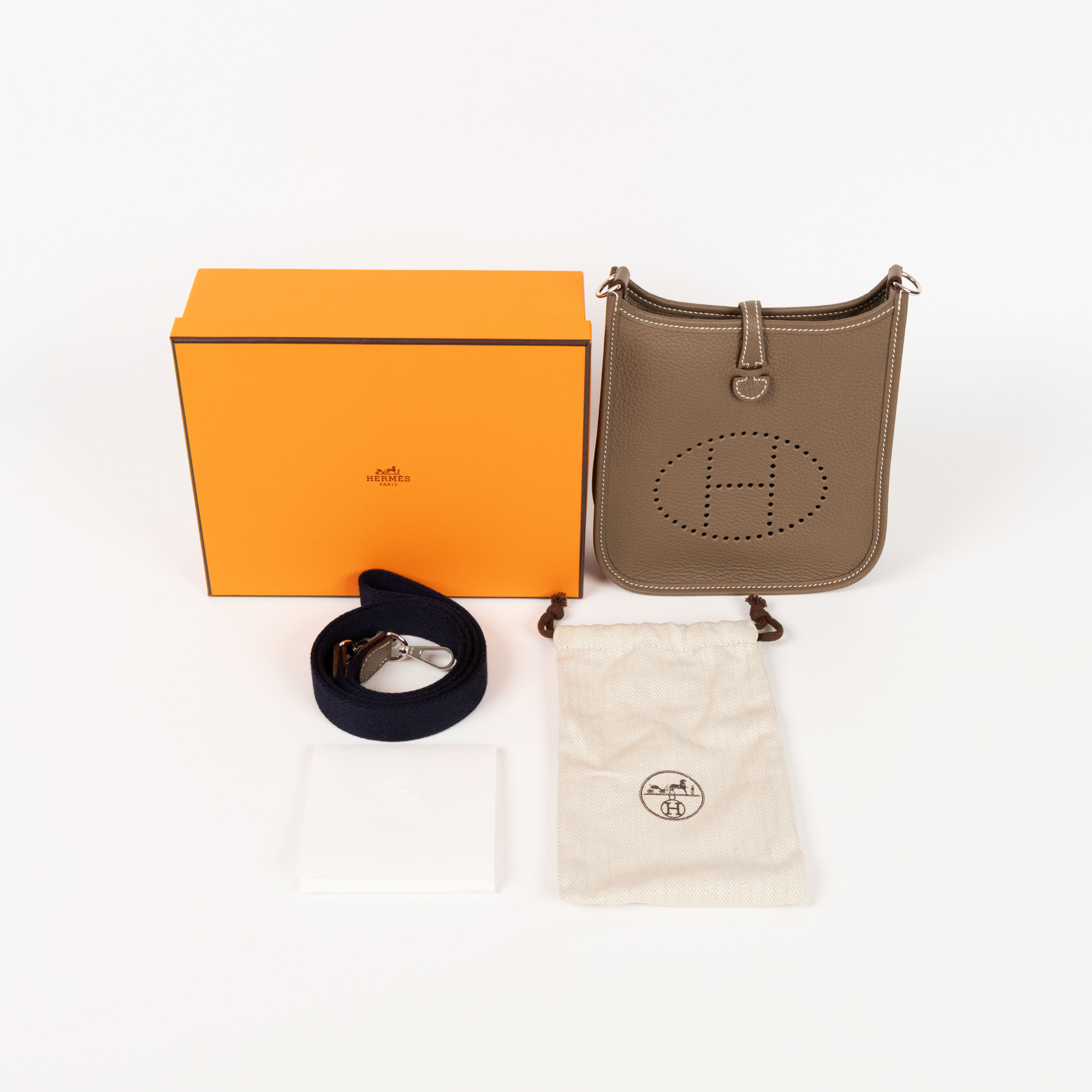 愛馬仕 Hermès Evelyne Bag Mini 伊芙琳包 Evelyne 16 EV16 B刻 B刻 大象灰EVELYNE MINI 銀釦 原廠盒子