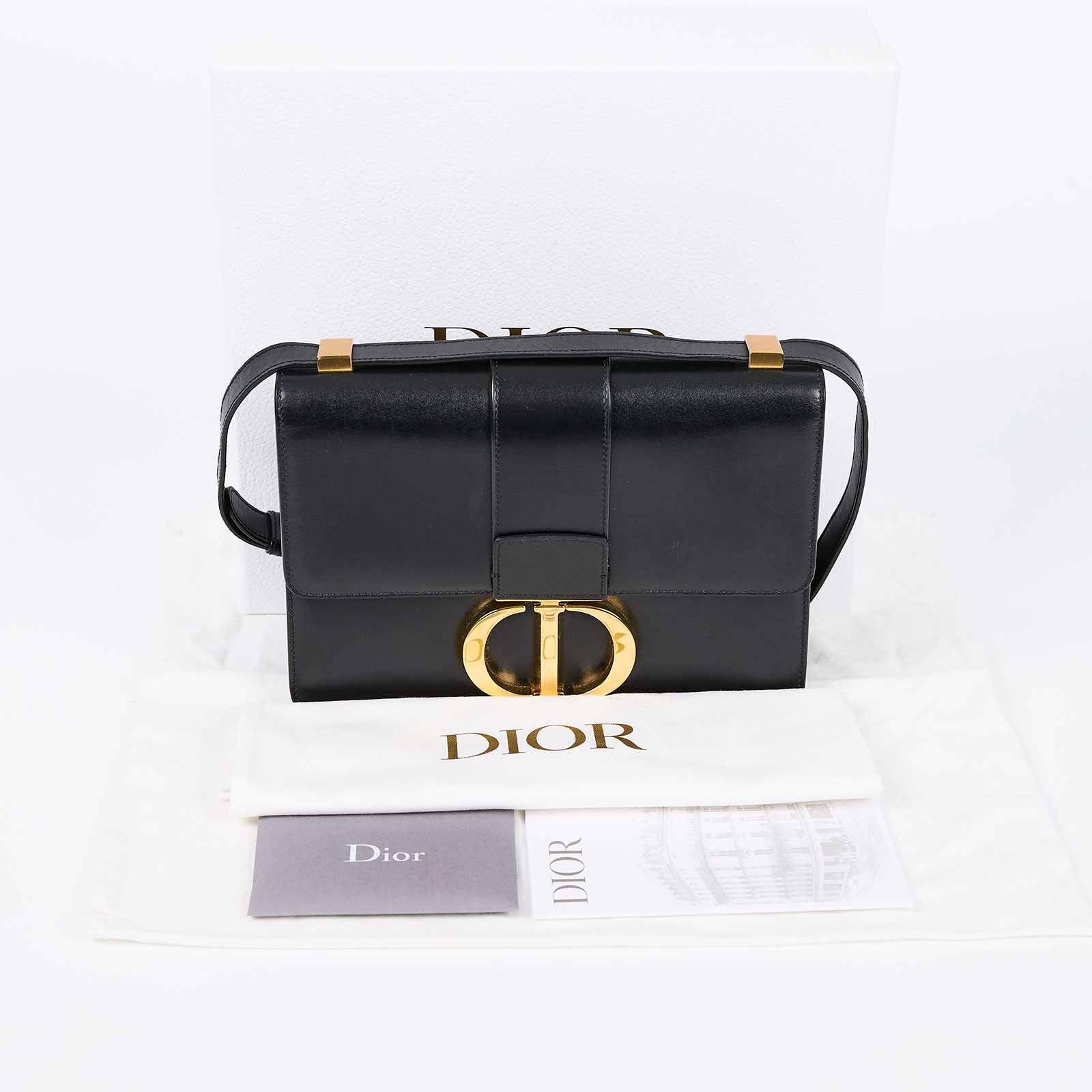 迪奧 CHRISTIAN DIOR 30 Montaigne 包 M9203UMOS 黑金蒙田30 原廠盒子/防塵袋/保證卡/台灣購買證明