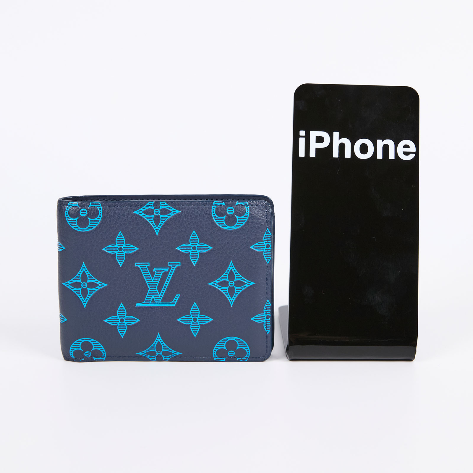 路易威登 LOUIS VUITTON Multiple 錢包 短夾 M82323 晶片款 藍原花二折皮夾Multiple 原廠盒子/防塵袋