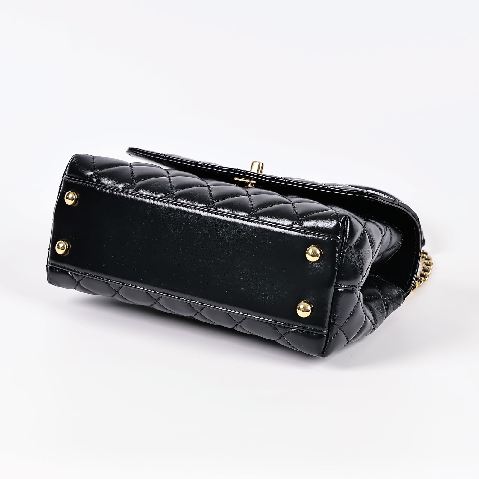 香奈兒 CHANEL Handle 24 手提 口蓋包 A92990 晶片款 黑金羊COCO HANDLE 24 原廠盒子/防塵袋/台灣購買證明