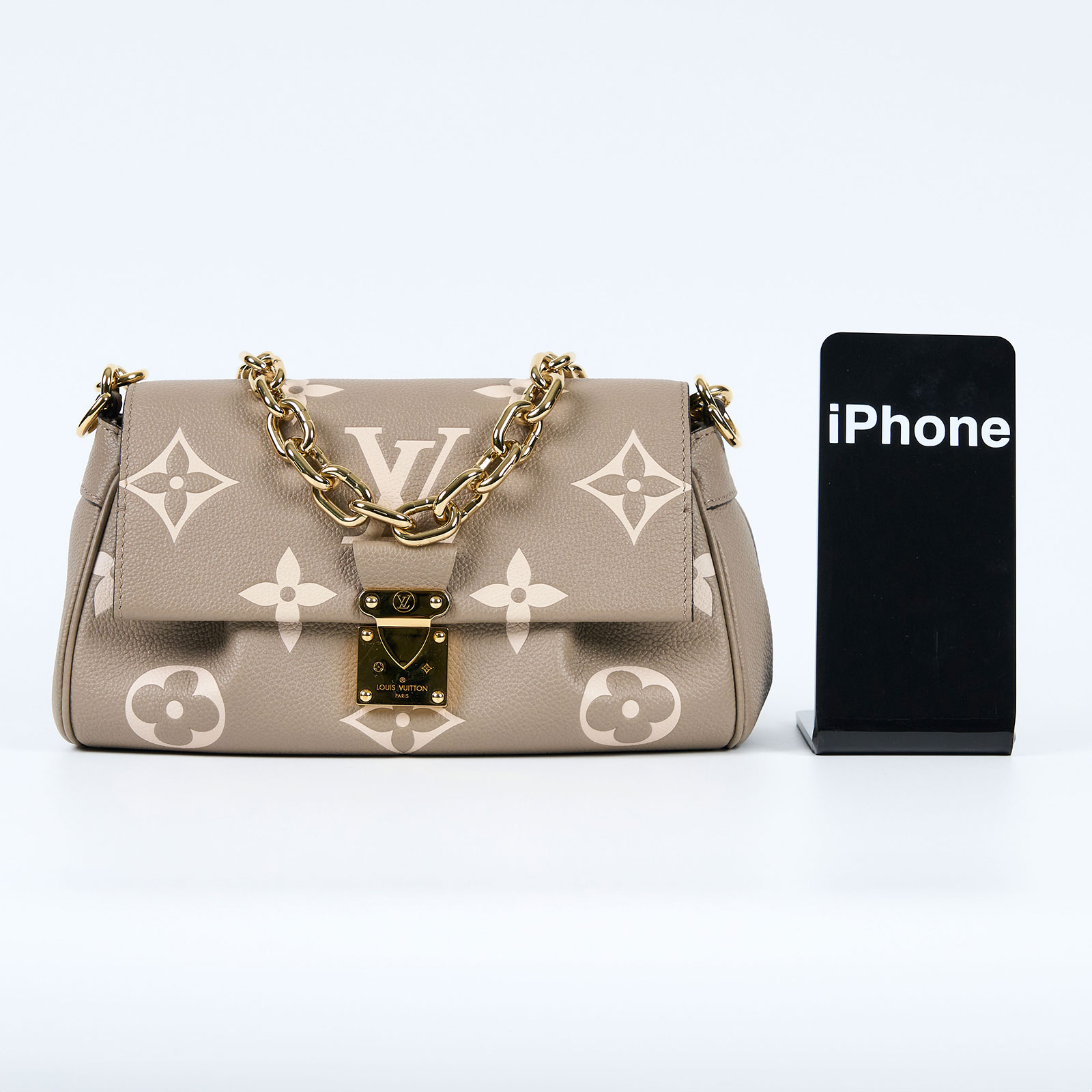 路易威登 LOUIS VUITTON Favorite 長型 肩背包 柔軟粒面皮革 斑鳩灰色 奶油色 M45836 晶片款  原廠盒子/防塵袋/背帶/台灣購買證明