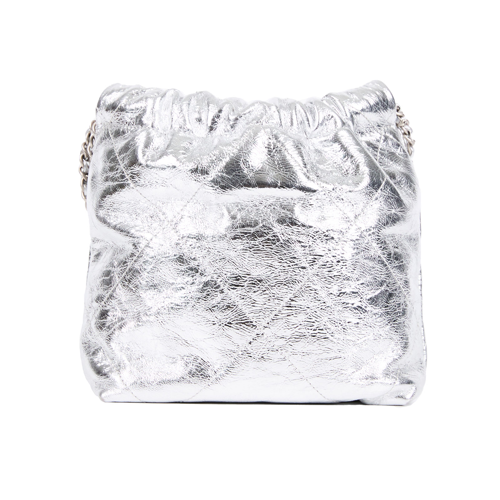 香奈兒 CHANEL 22 Mini 菱格紋 肩背包  晶片款 銀22 MINI 原廠盒子/防塵袋/背帶
