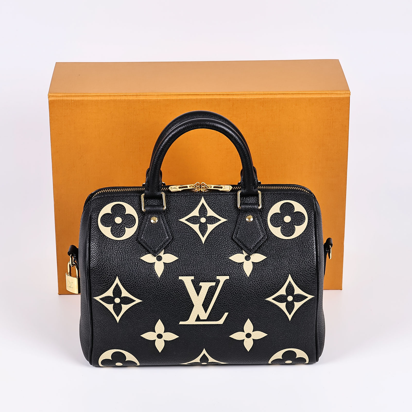 路易威登 LOUIS VUITTON Speedy Bandoulière  25 雙色 手提 斜背 波士頓包 M58947 晶片款  原廠盒子/鎖/無鑰匙/無背帶/有放置氣味