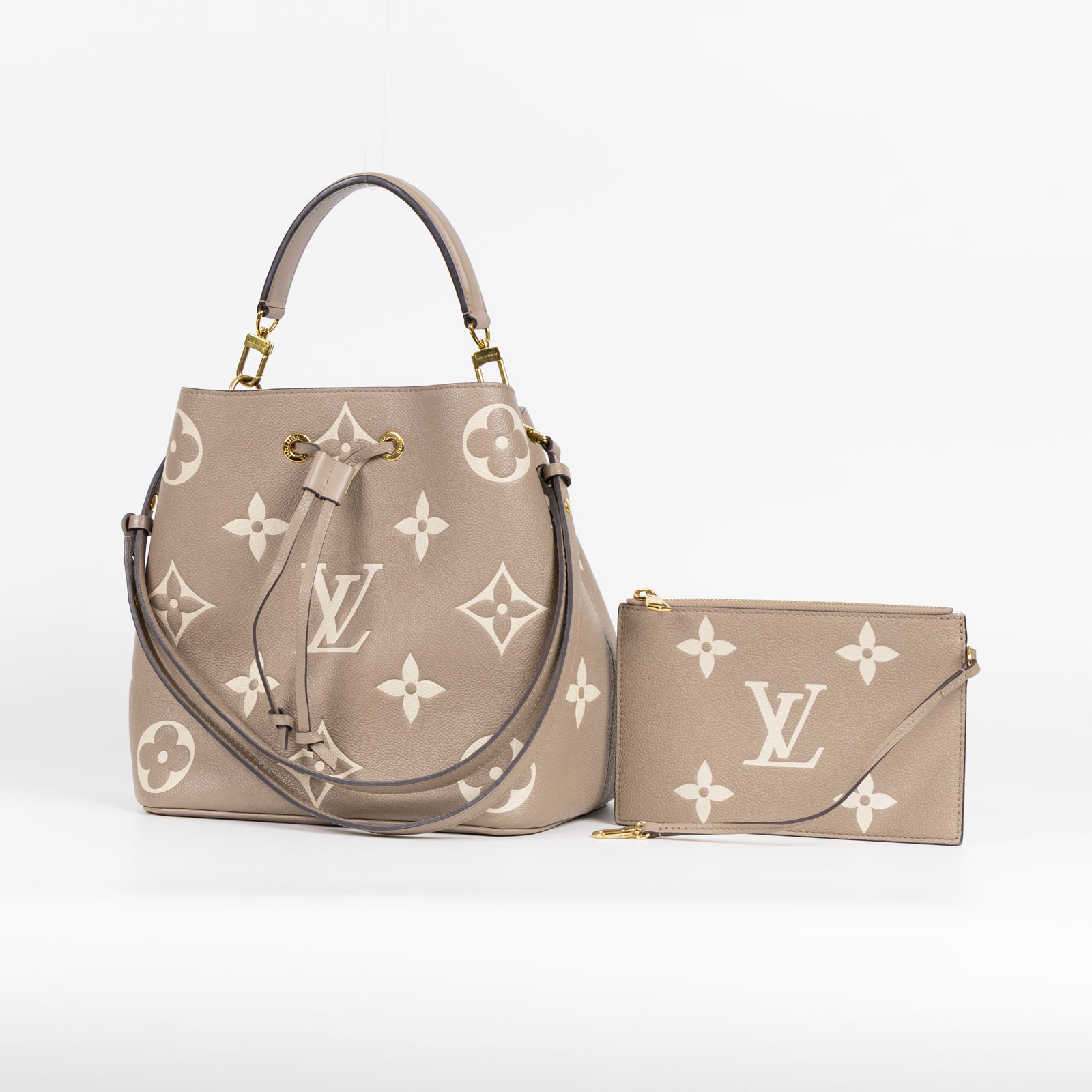 路易威登 LOUIS VUITTON NéoNoé MM 雙色 束口水桶包 M45555 晶片款 ☆斑鳩灰NEONOE MM 內袋/背帶