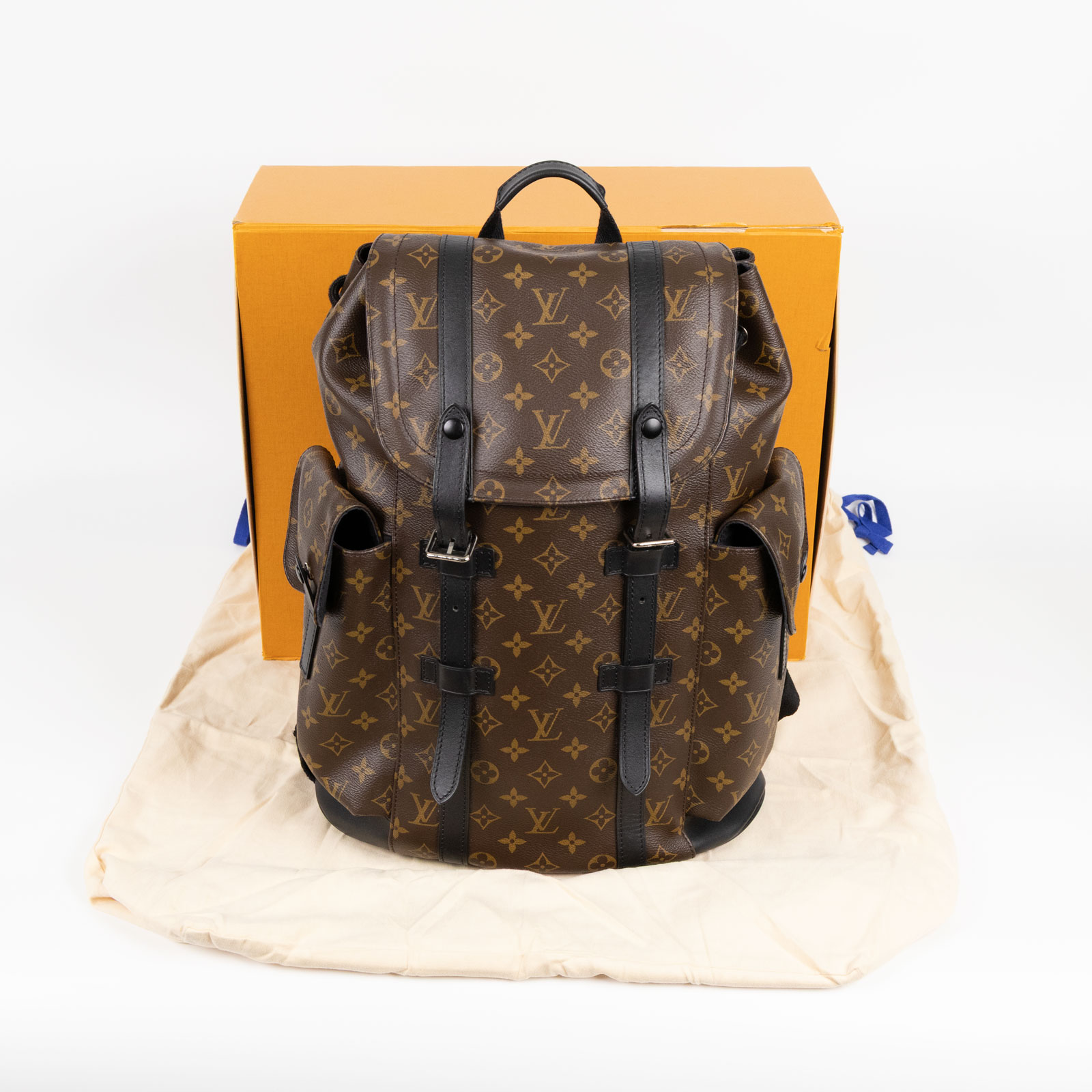 路易威登 LOUIS VUITTON Christopher MM 後背包 經典帆布 M43735 ☆原花CHRISTOPHER後背包 原廠盒子/防塵袋