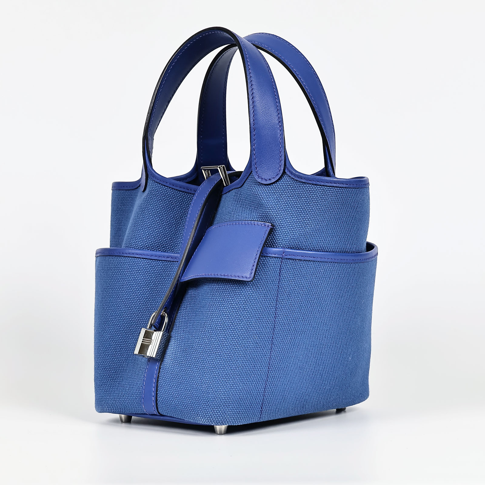 愛馬仕 Hermès Picotin Lock 18 菜籃子包 PT18 B刻 藍帆布CARGO PICOTIN18 原廠盒子/鎖組