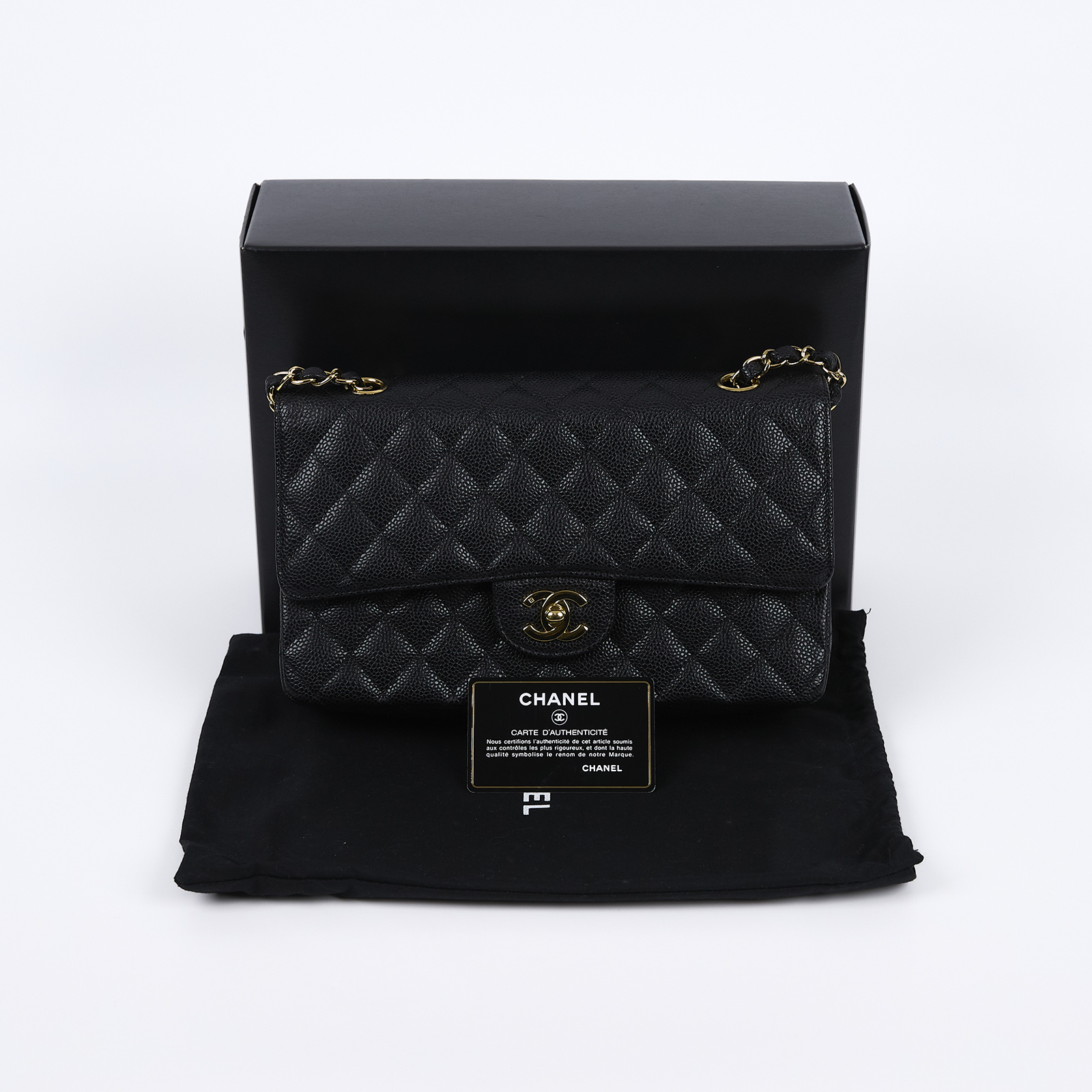 香奈兒 CHANEL CF 經典 11.12 口蓋包 A01112 11開黑金荔枝COCO25 原廠盒子/防塵袋/保證卡