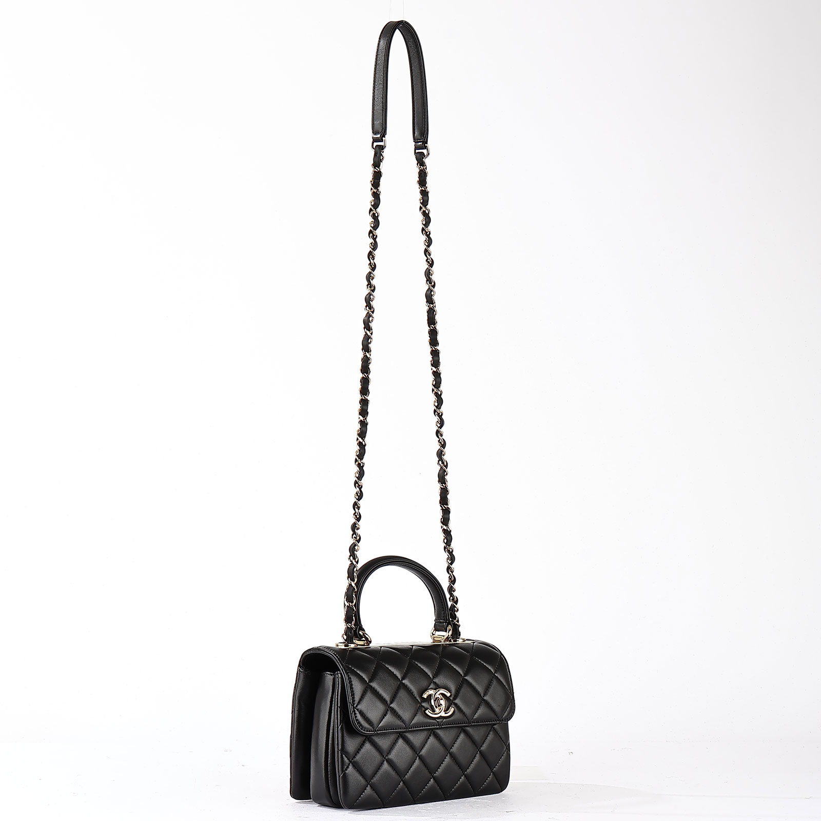 香奈兒 CHANEL Trendy CC 迷你 手把 口蓋包 AS4654 晶片款 黑羊TRENDY CC MINI 原廠盒子/防塵袋