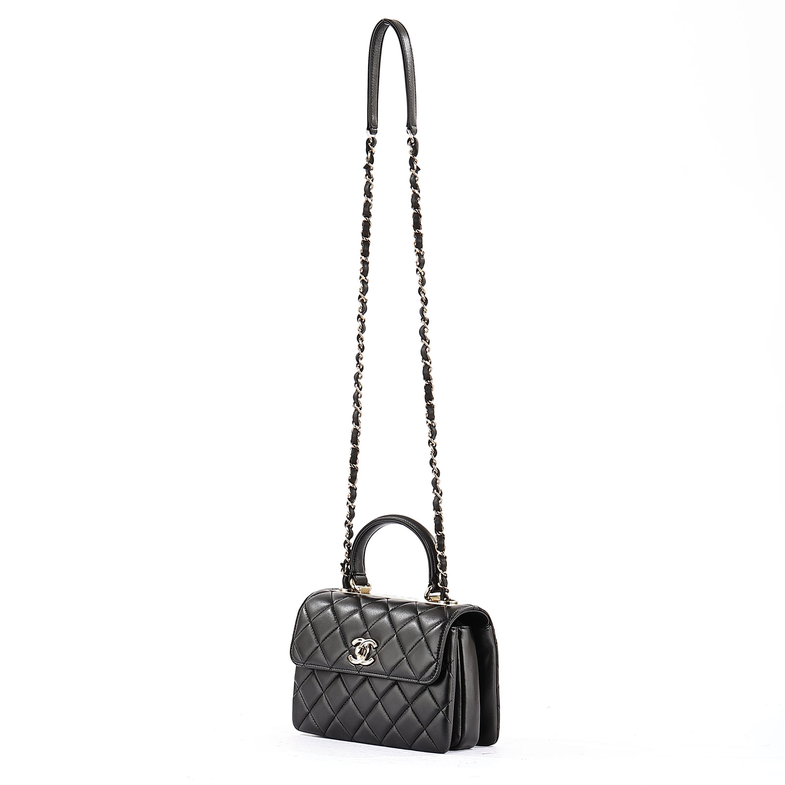 香奈兒 CHANEL Trendy CC 迷你 手把 口蓋包 AS4654 晶片款 黑羊TRENDY CC MINI 原廠盒子/防塵袋
