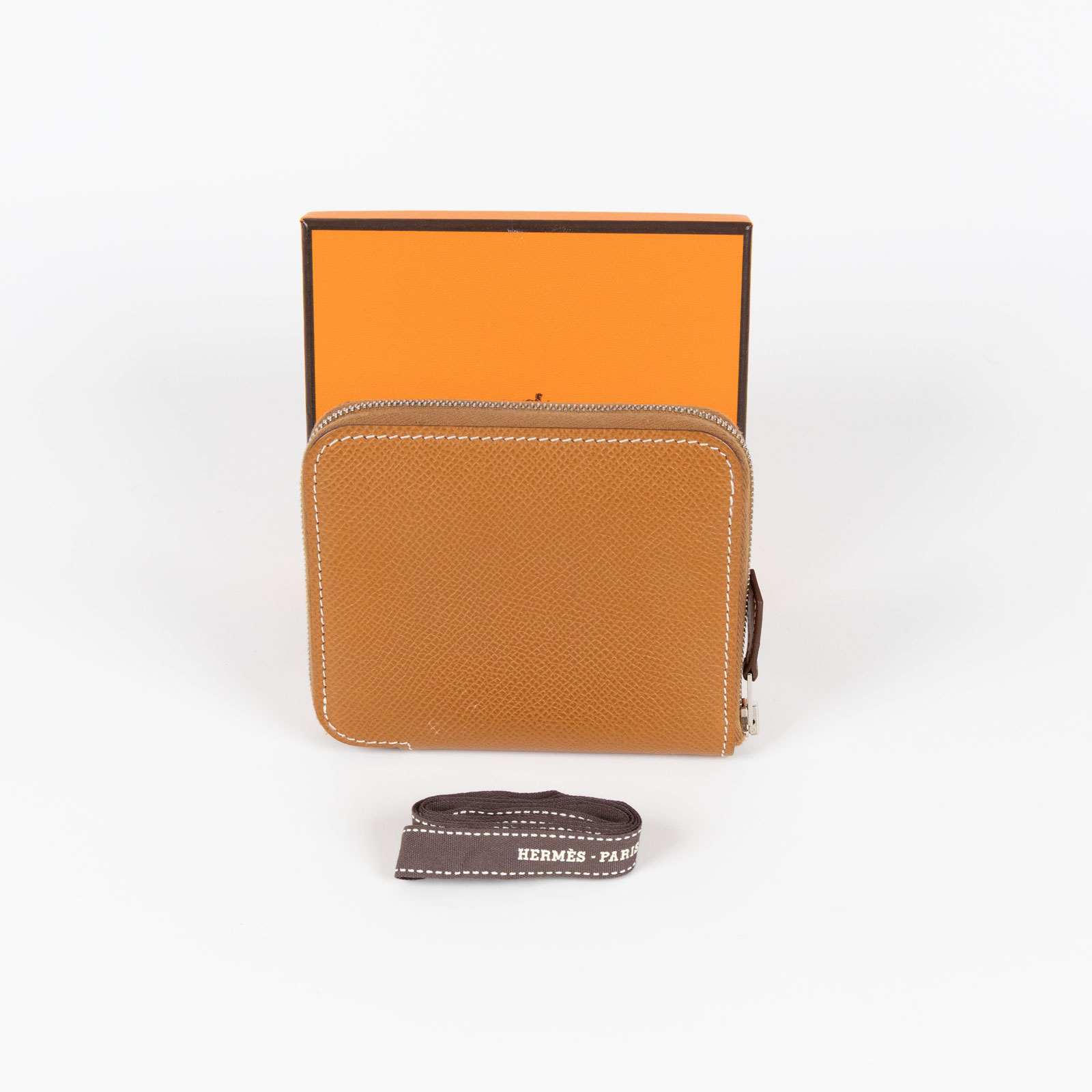 愛馬仕 Hermès SilkIn 拉鍊 絲巾 短夾 錢包 SILK U 金棕絲巾短夾 原廠盒子