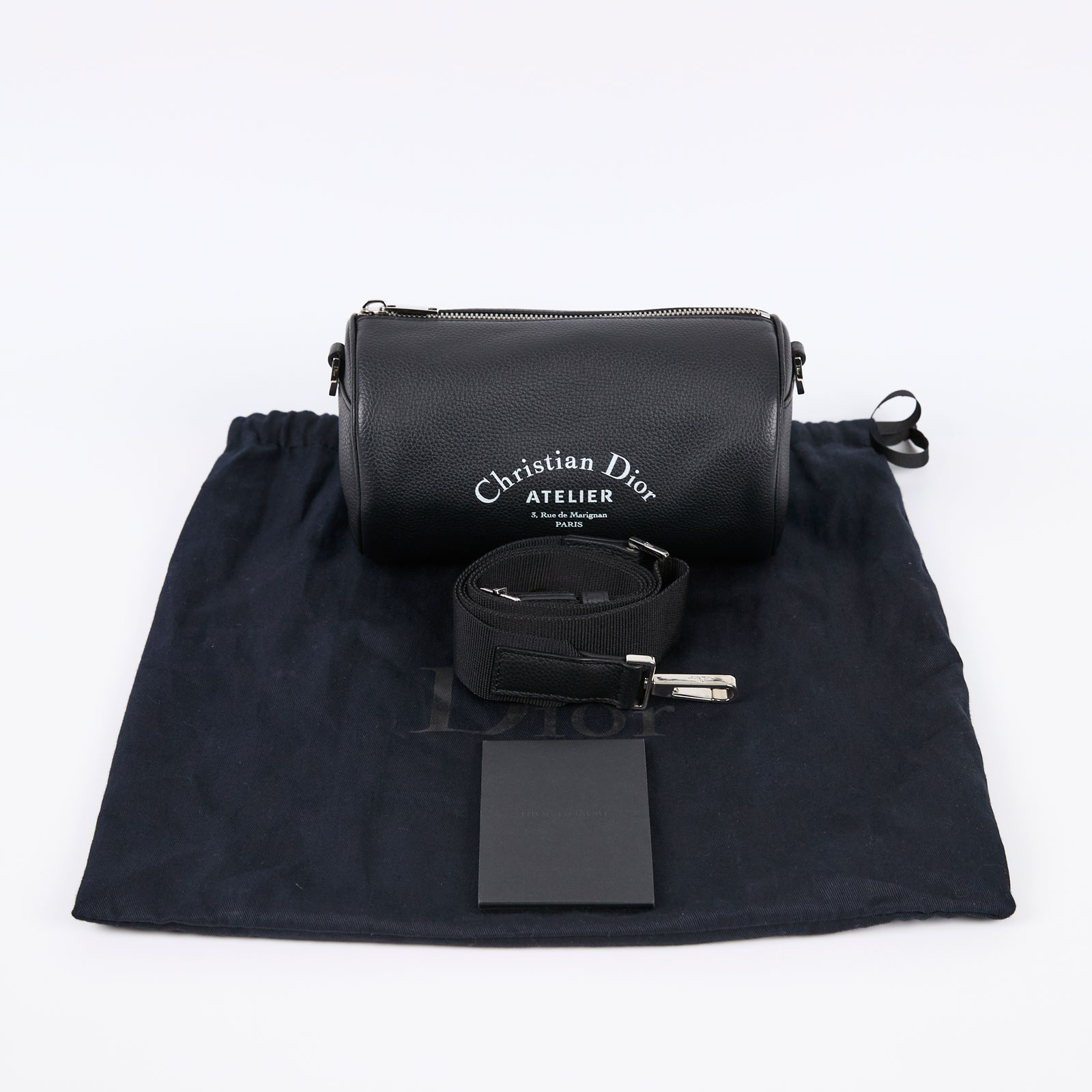 迪奧 CHRISTIAN DIOR Roller Bag 斜背包 滾筒包 1ATPO061XXX ROLLER 黑色圓筒包 小號 防塵袋/背帶/保證卡