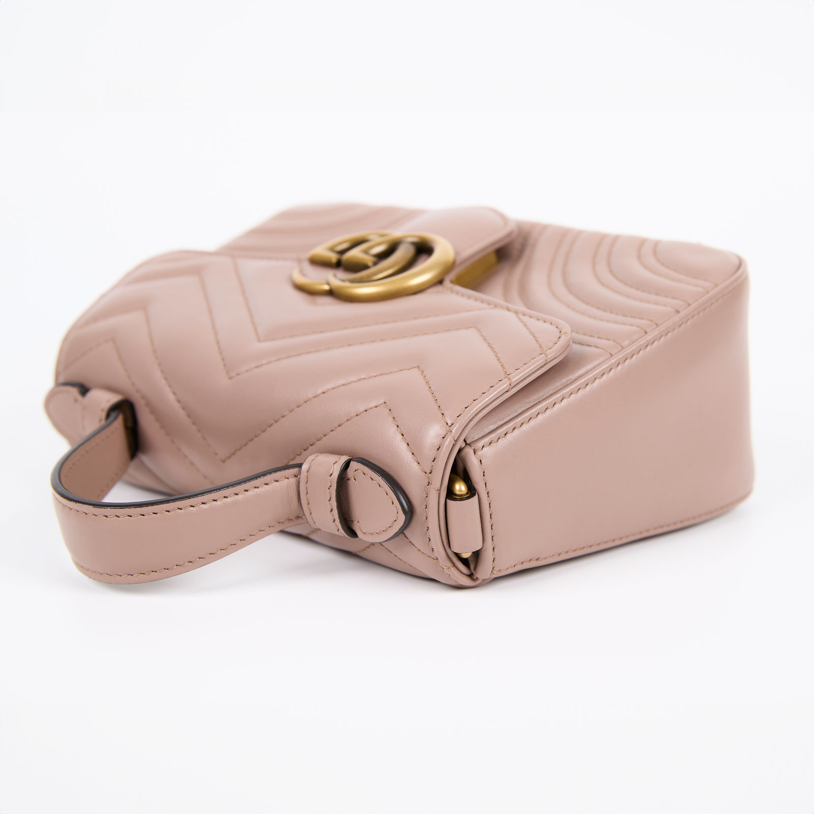 古馳 GUCCI GG Marmont 迷你 肩背 手挽袋 547260 藕粉MARMONT HANDLE小號 無附屬品