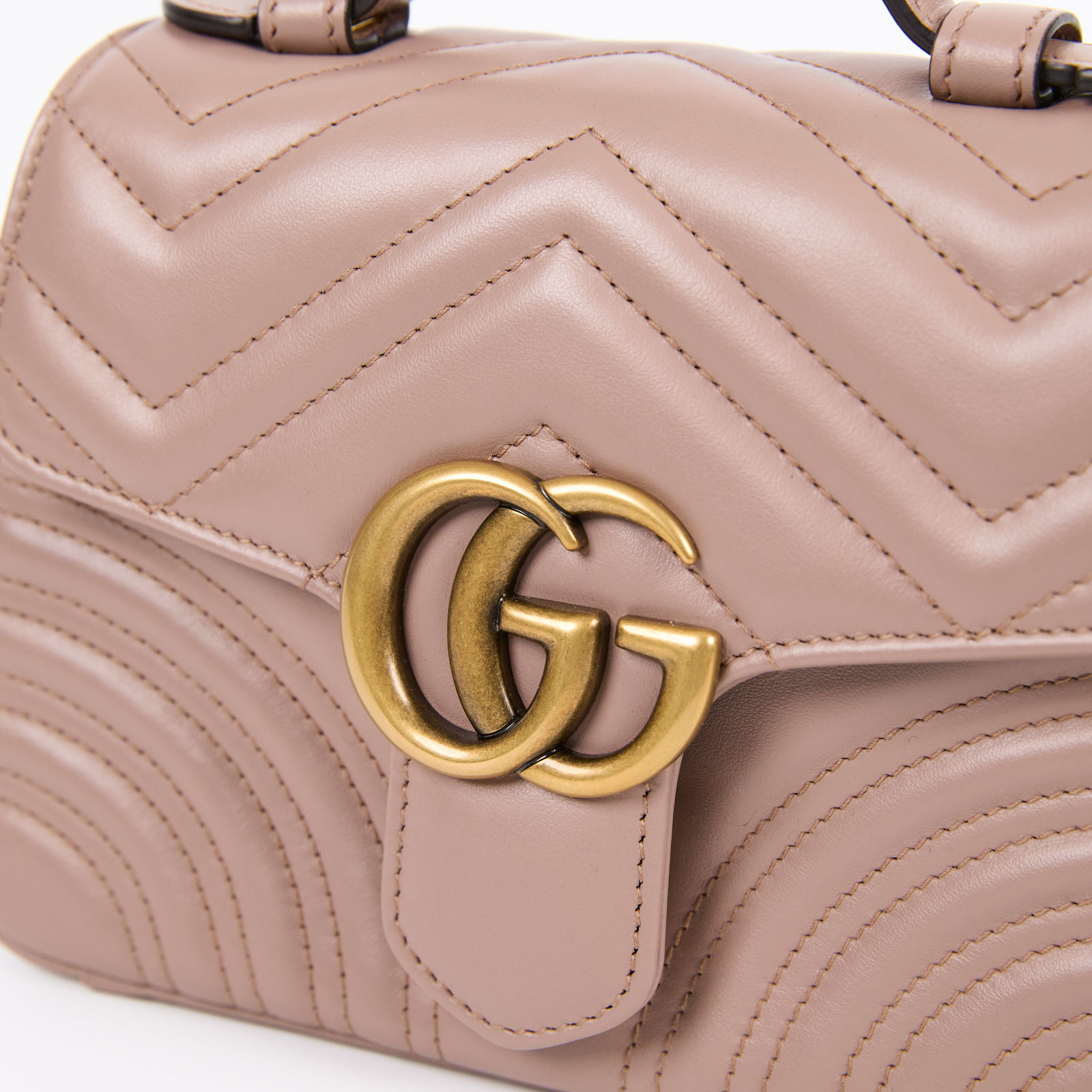 古馳 GUCCI GG Marmont 迷你 肩背 手挽袋 547260 藕粉MARMONT HANDLE小號 無附屬品