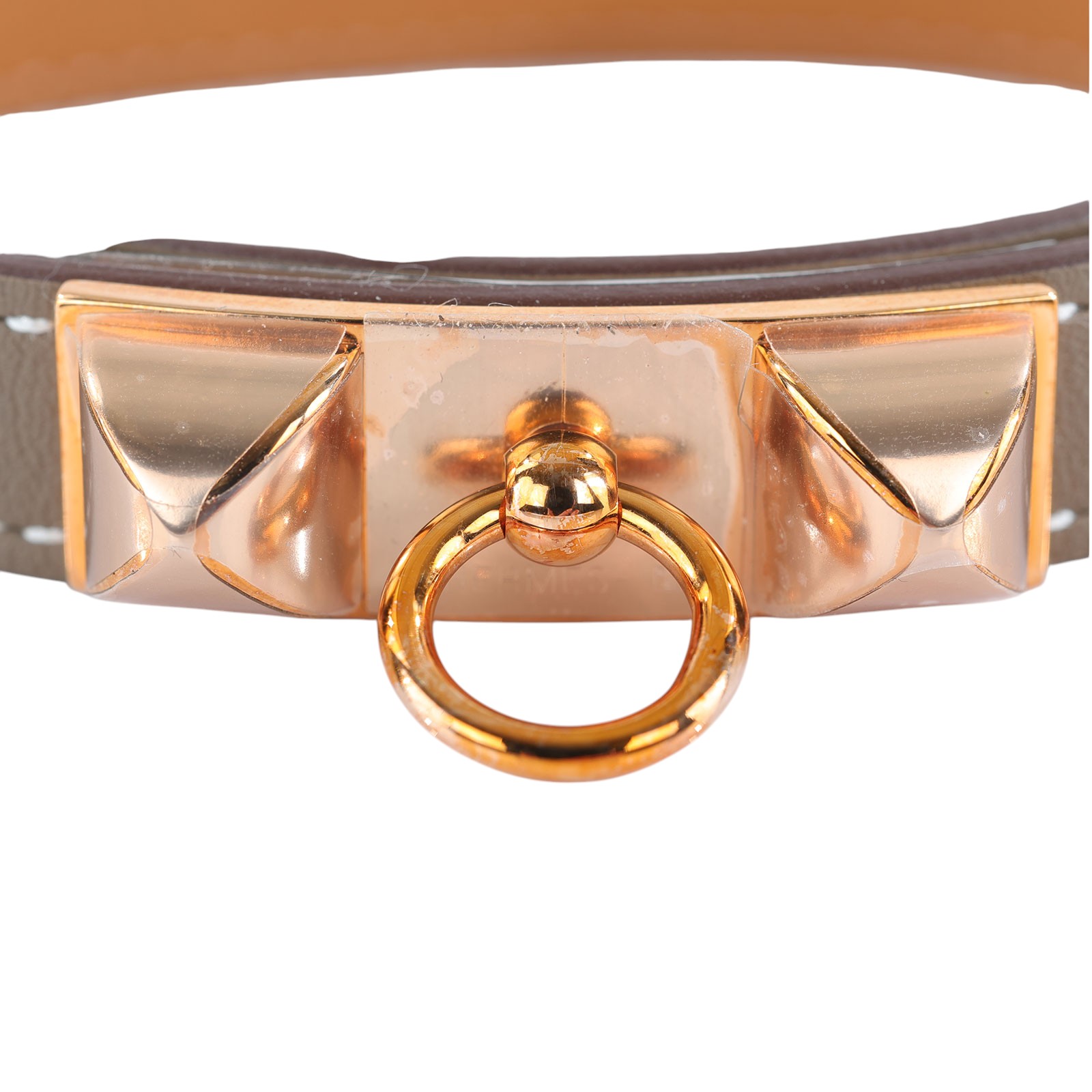 愛馬仕 Hermès Rivale Double Tour 手環  U刻 U刻 大象灰/玫金 RIVALE雙圈皮手環 原廠盒子/防塵袋