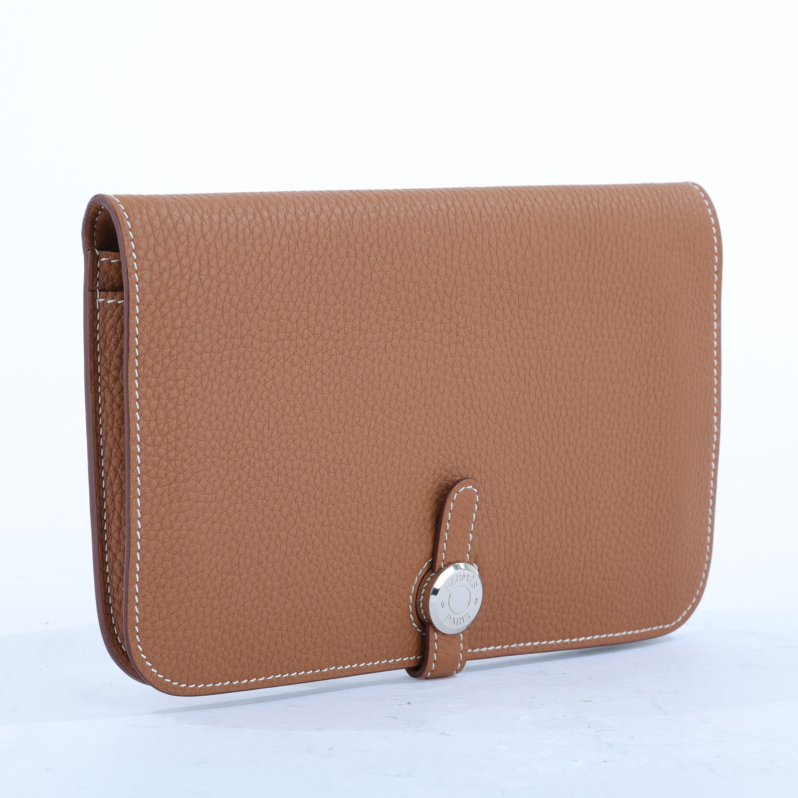 愛馬仕 Hermès Dogon Wallet 錢包 長夾 DOGONW W刻 金棕DOGON　DUO 防塵袋/購買證明影本
