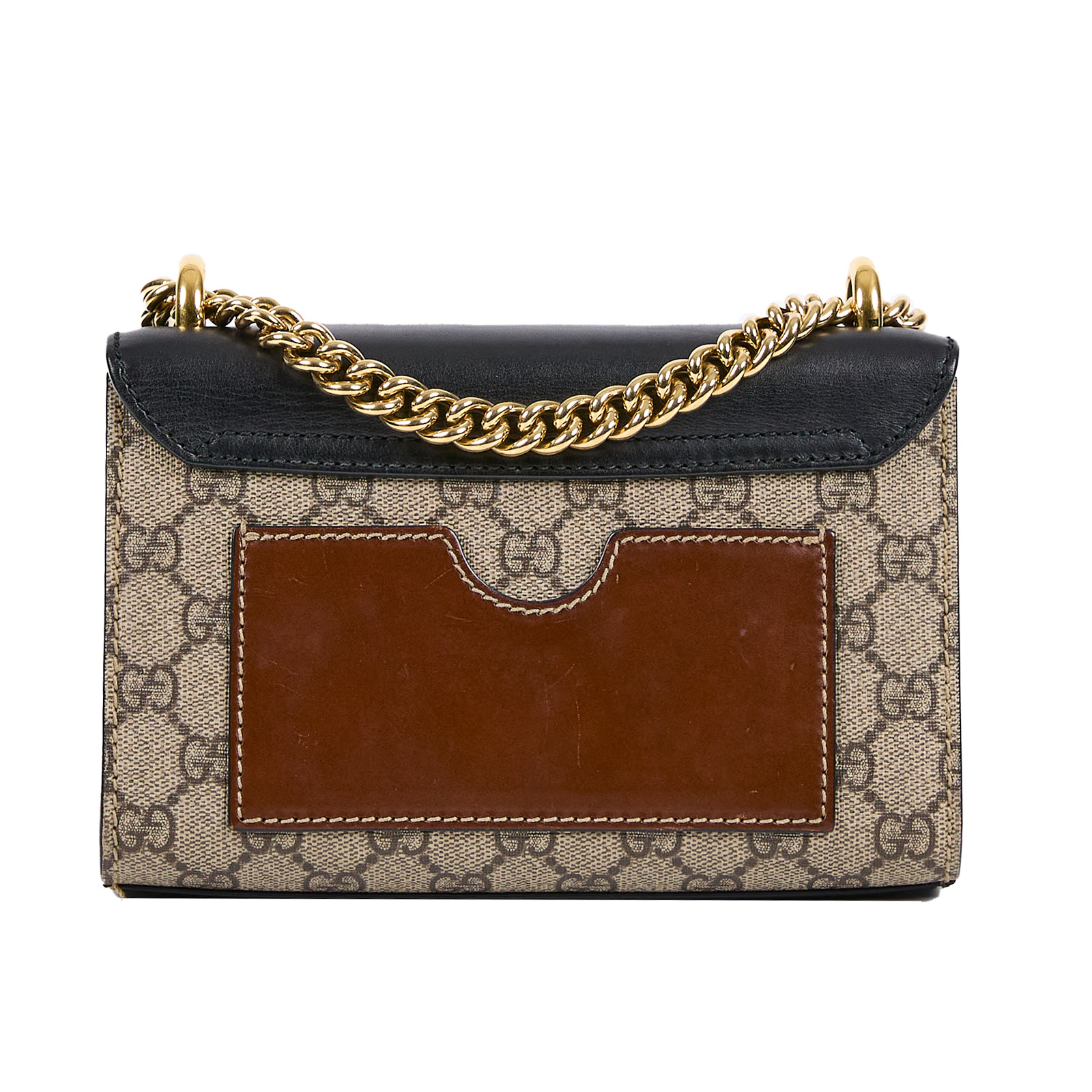 古馳 GUCCI Padlock 小型 肩揹袋 409487 黑棕拼接PADLOCK 防塵袋