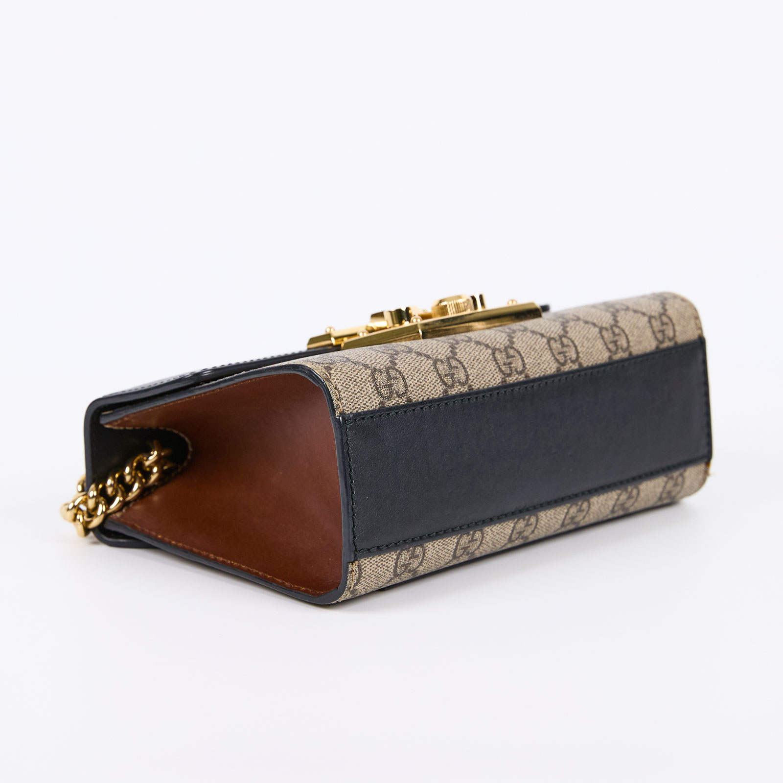 古馳 GUCCI Padlock 小型 肩揹袋 409487 黑棕拼接PADLOCK 防塵袋