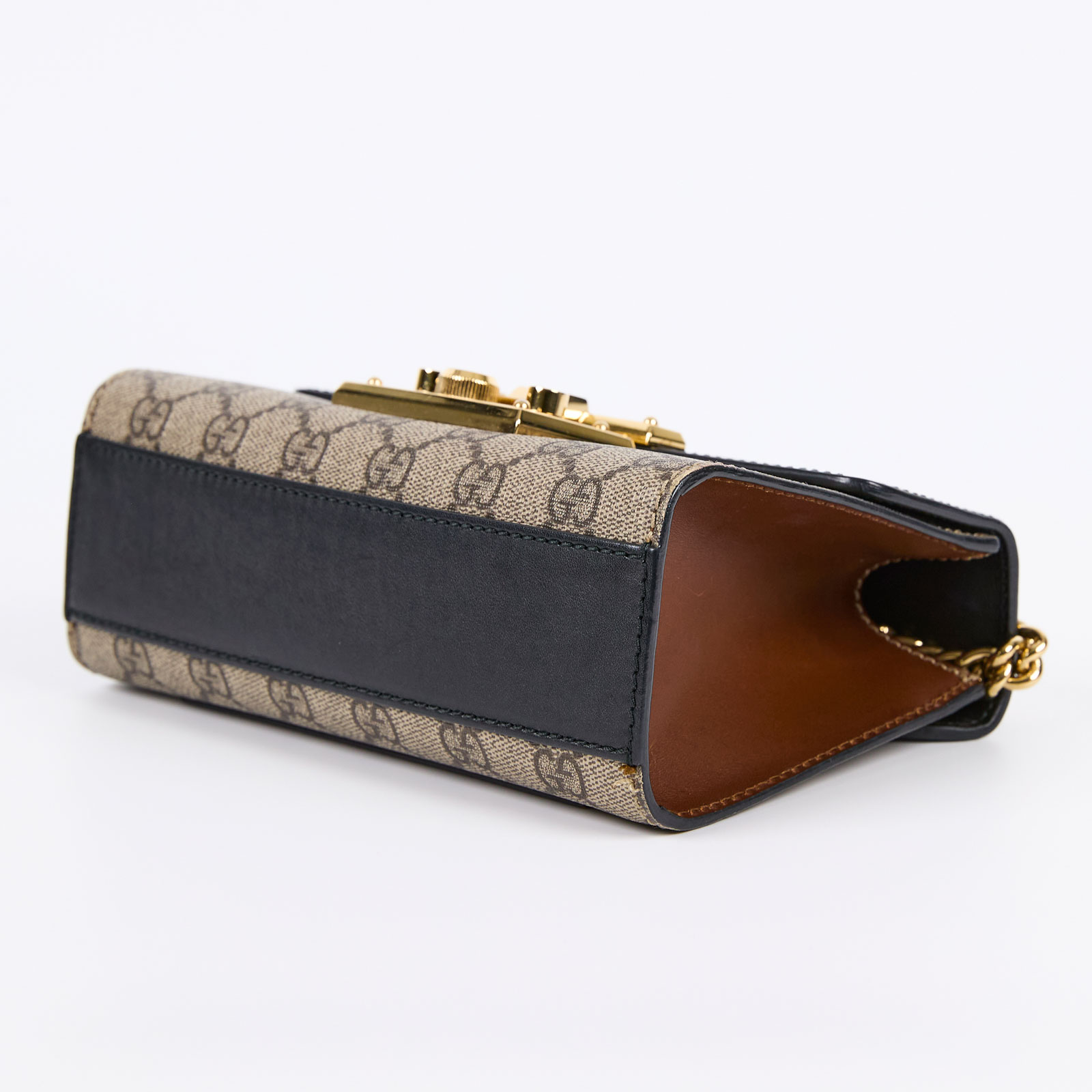 古馳 GUCCI Padlock 小型 肩揹袋 409487 黑棕拼接PADLOCK 防塵袋