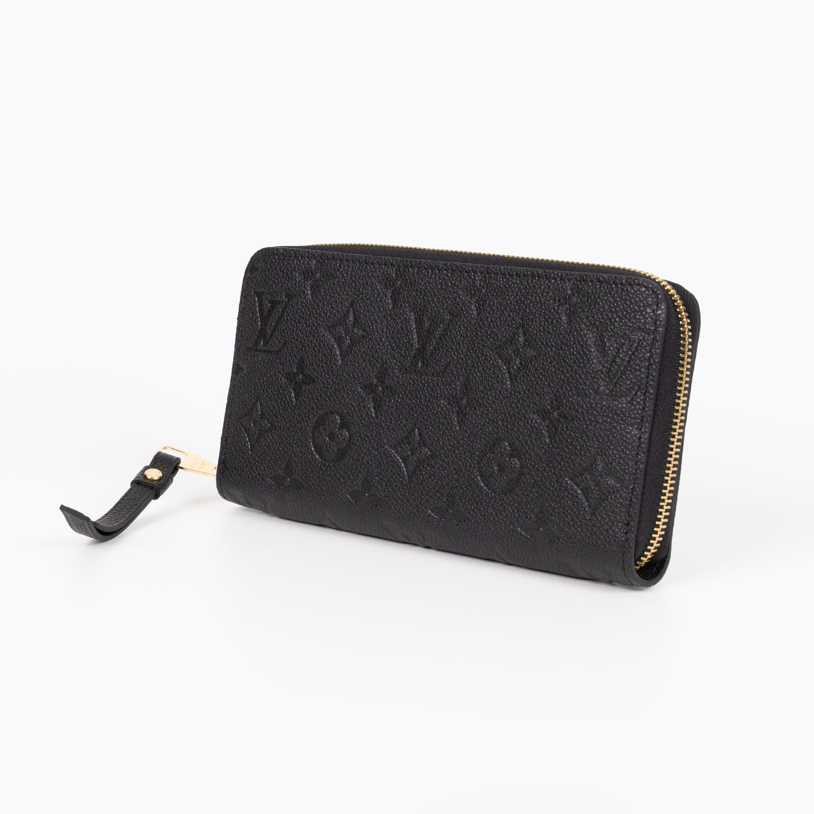 路易威登 LOUIS VUITTON 拉鏈錢包 壓花牛皮 黑色 M61864 晶片款 黑原花壓紋拉鍊長夾 原廠盒子/防塵袋/日本購買證明