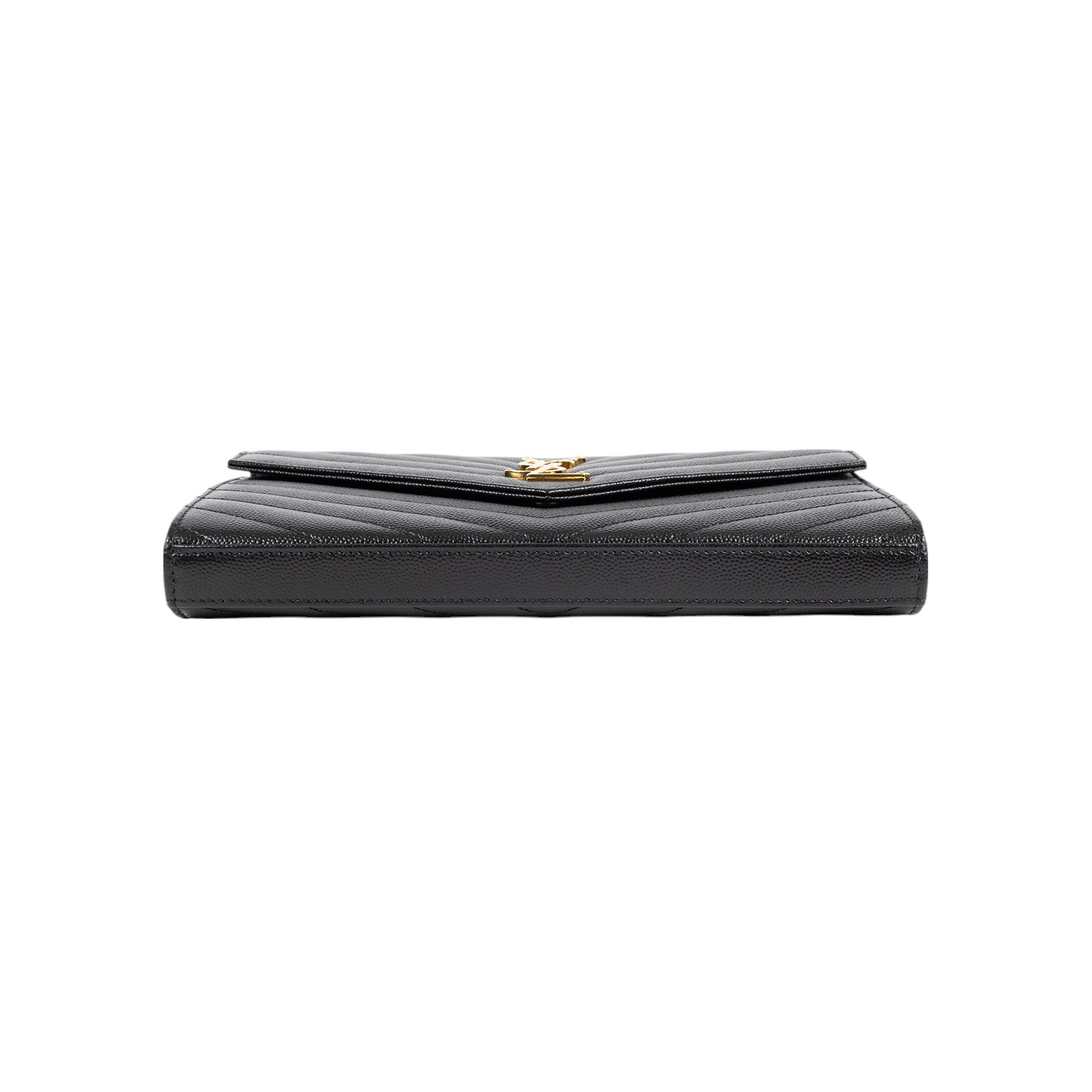 聖羅蘭 YSL SAINT LAURENT Cassandre 經典粒面皮革 鏈條 錢包 377828BOW01 黑金魚子醬WOC 原廠盒子/防塵袋