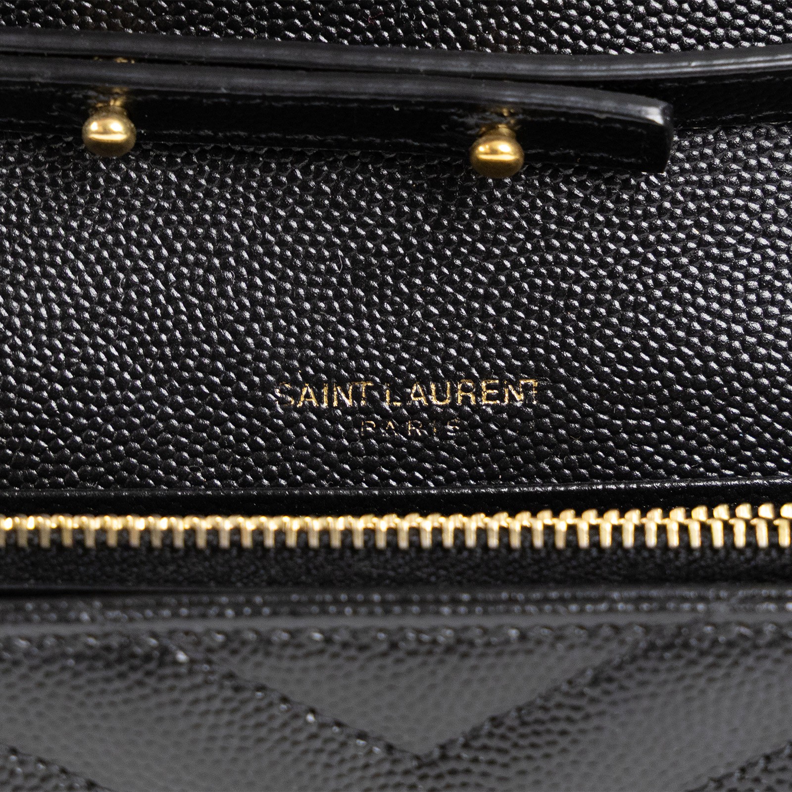 聖羅蘭 YSL SAINT LAURENT Cassandre 經典粒面皮革 鏈條 錢包 377828BOW01 黑金魚子醬WOC 原廠盒子/防塵袋