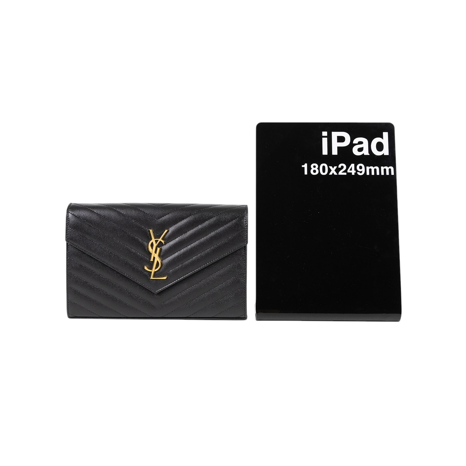 聖羅蘭 YSL SAINT LAURENT Cassandre 經典粒面皮革 鏈條 錢包 377828BOW01 黑金魚子醬WOC 原廠盒子/防塵袋