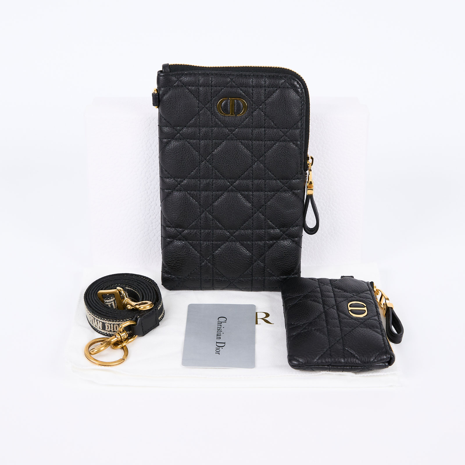迪奧 CHRISTIAN DIOR Caro 手機包 S5036UWHC 黑金CARO組合手機包 防塵袋/原廠盒子