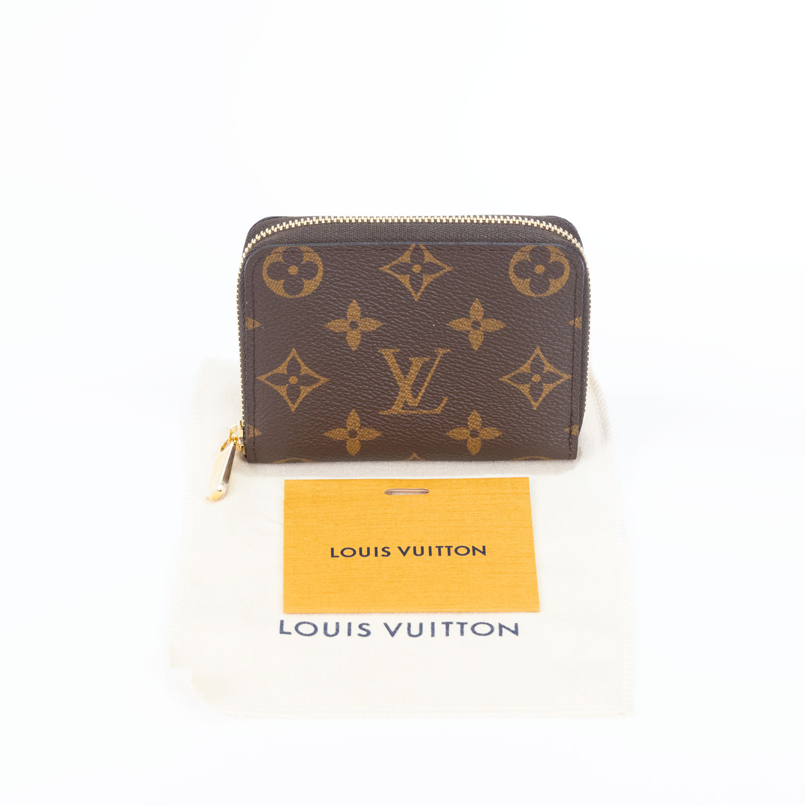 路易威登 LOUIS VUITTON 拉鏈零錢包 經典帆布 M60067 晶片款 原花拉鍊卡包 防塵袋